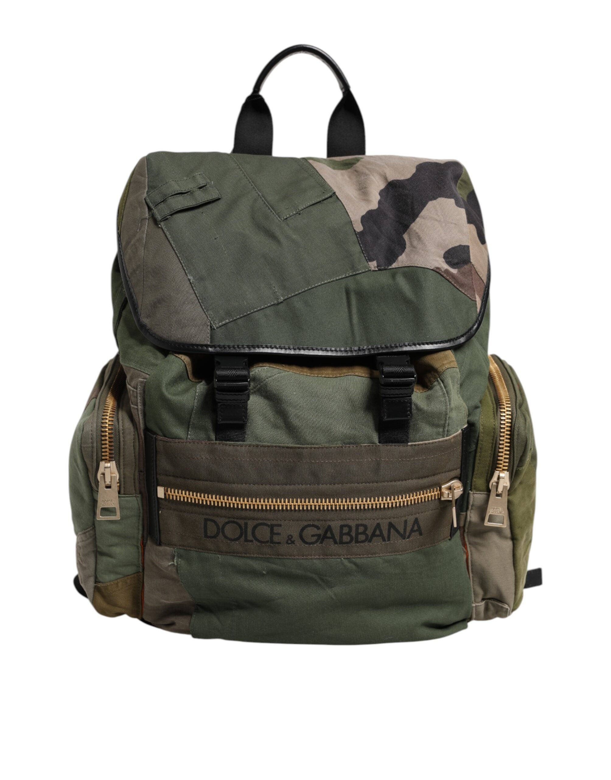 Military Green Patchwork Rucksack Backpack Bag - ventzia