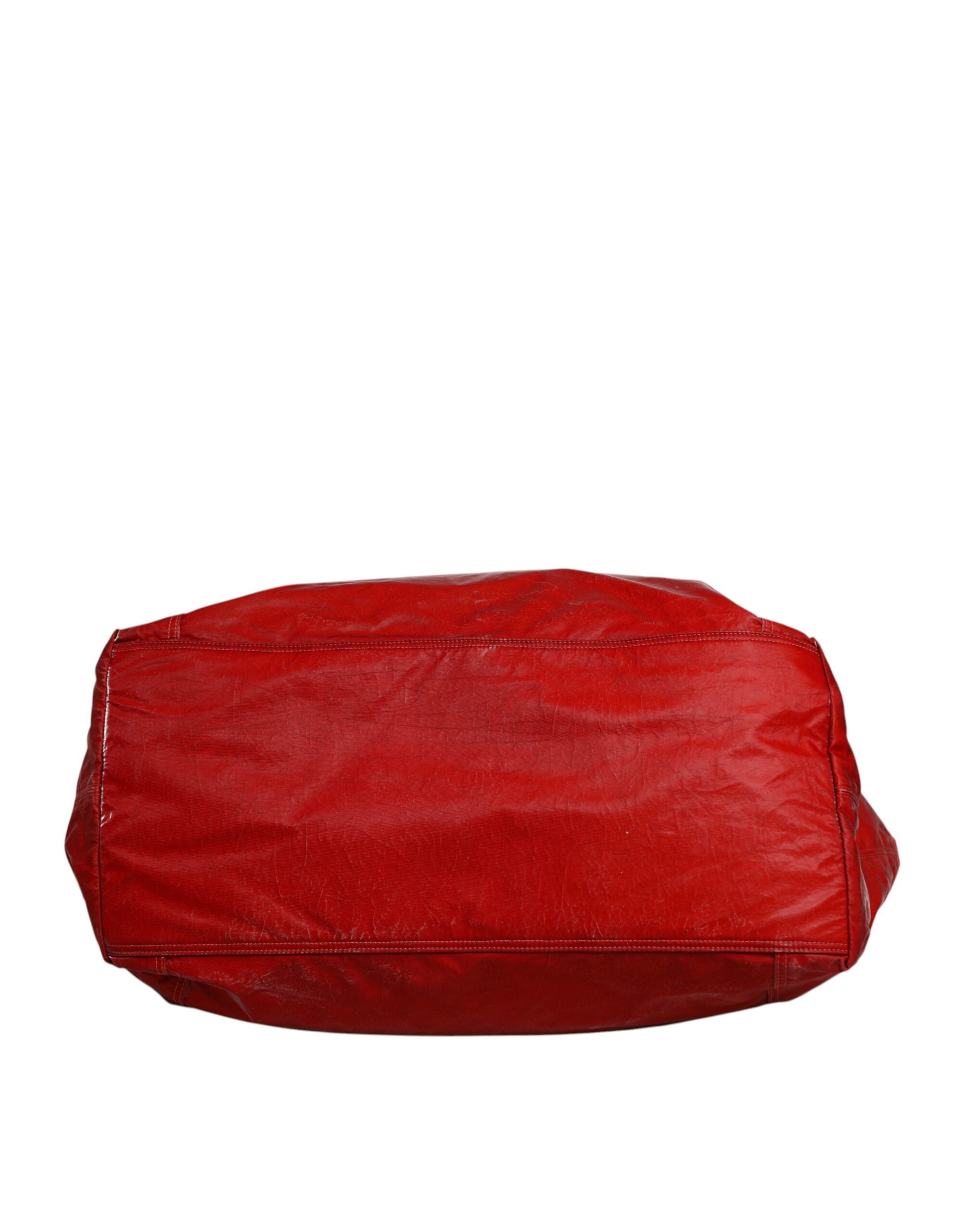 Red Nylon Hand Shoulder Duffel Travel Bag - ventzia