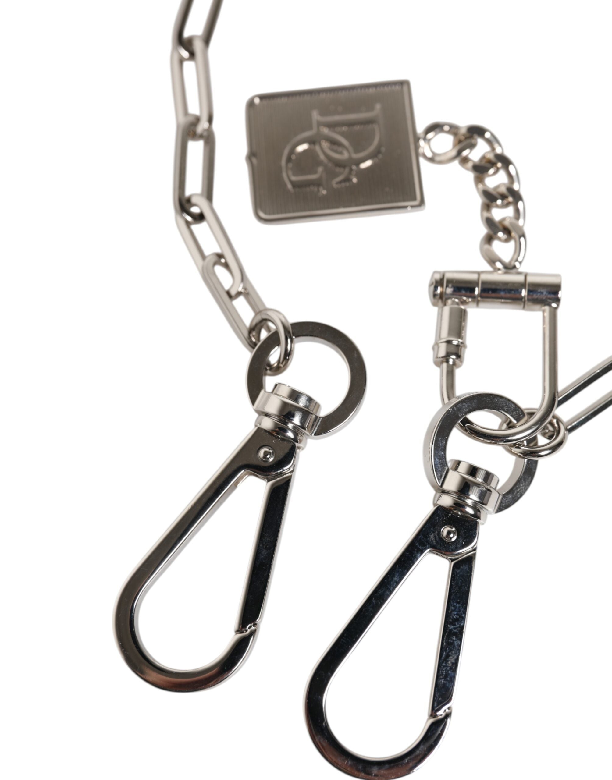 Silver Tone Metal Chain DG Charm Belt Keychain - ventzia