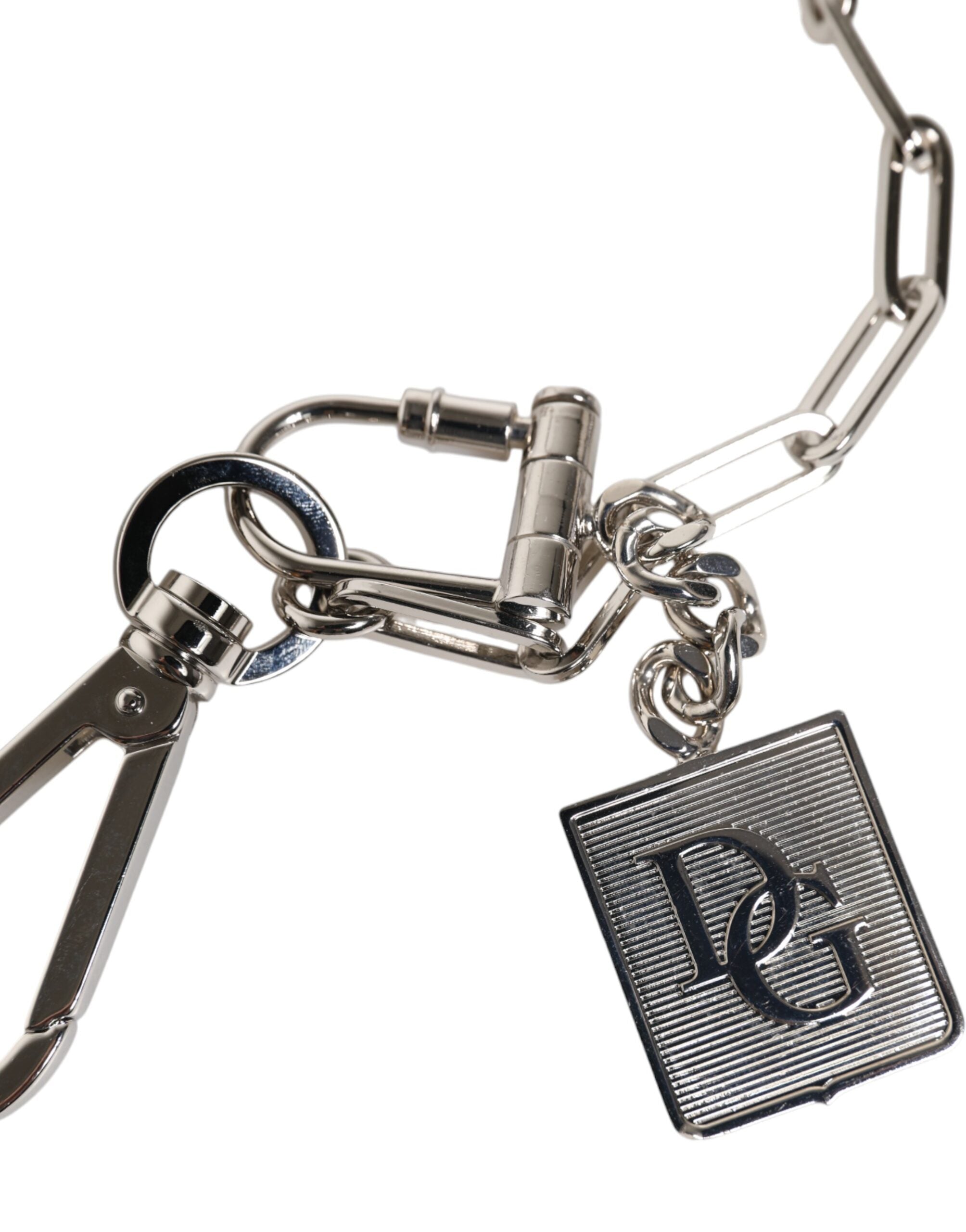 Silver Tone Metal Chain DG Charm Belt Keychain - ventzia