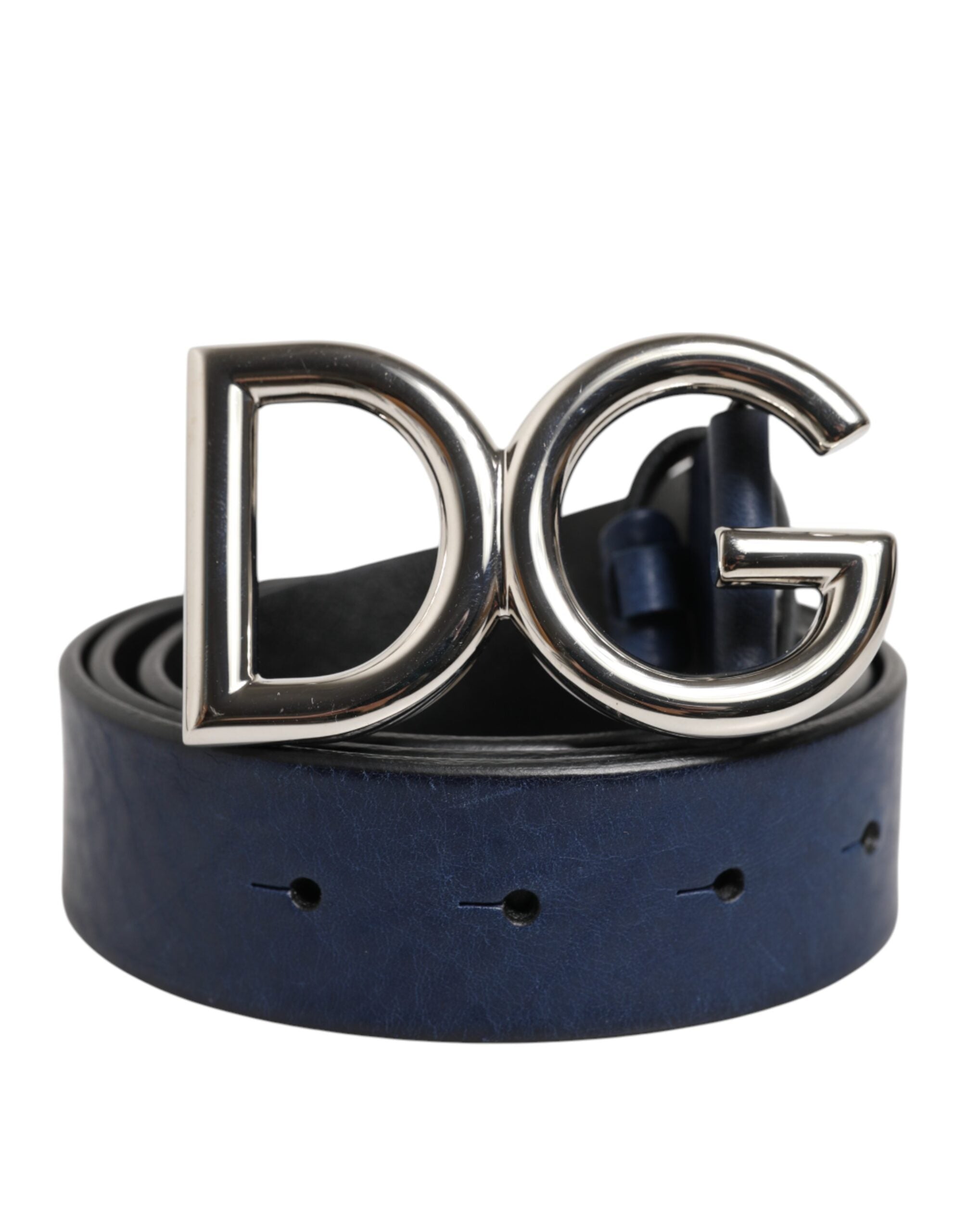 Blue Classic Silver Metal DG Logo Buckle Belt - ventzia