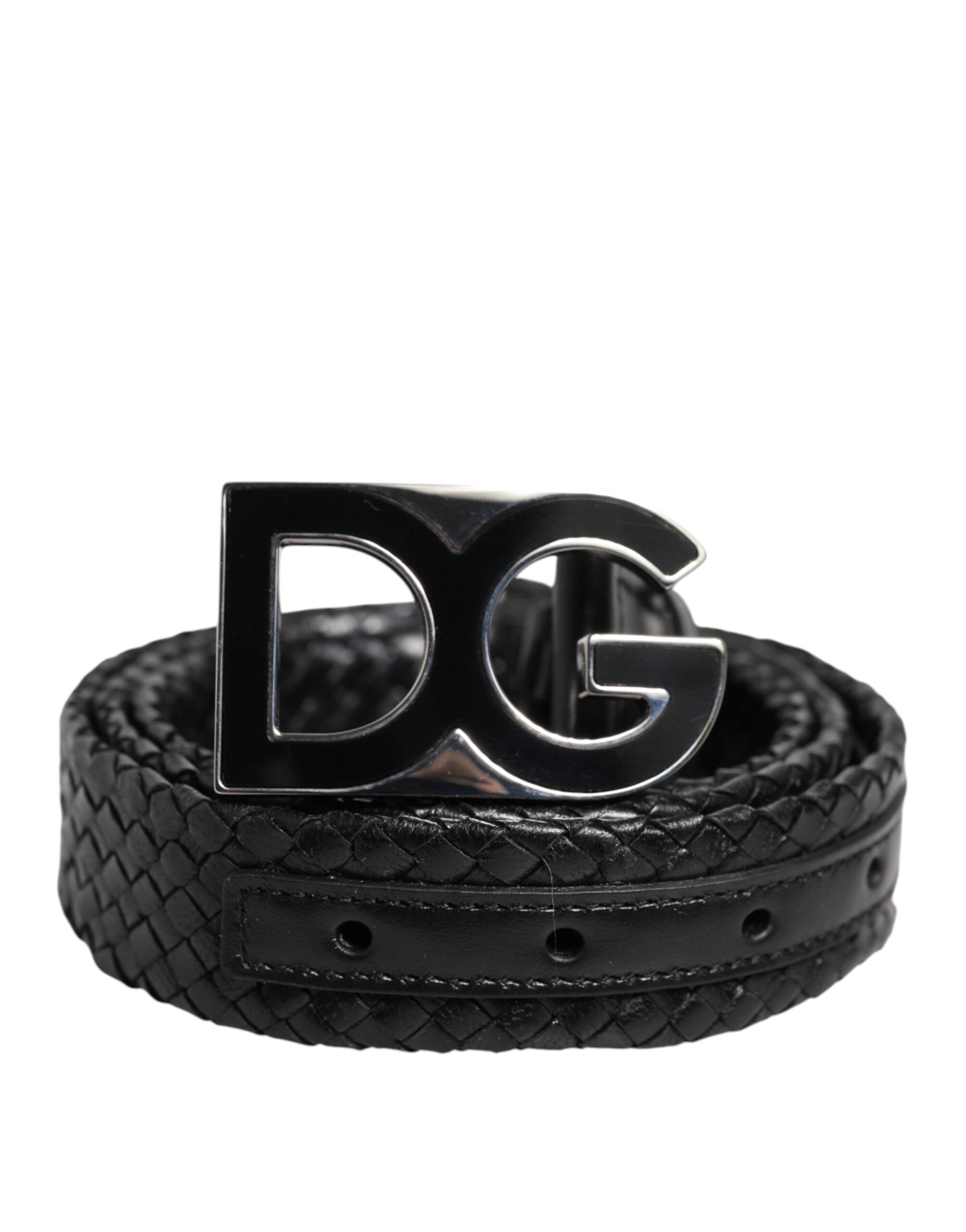 Black Classic Leather DG Logo Buckle Belt - ventzia