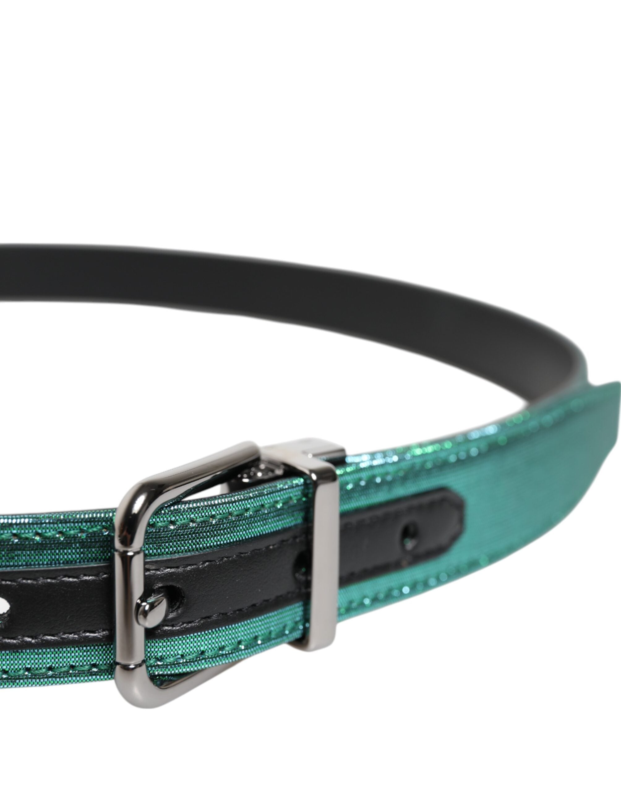 Green Black Polyester Metal Buckle Belt - ventzia