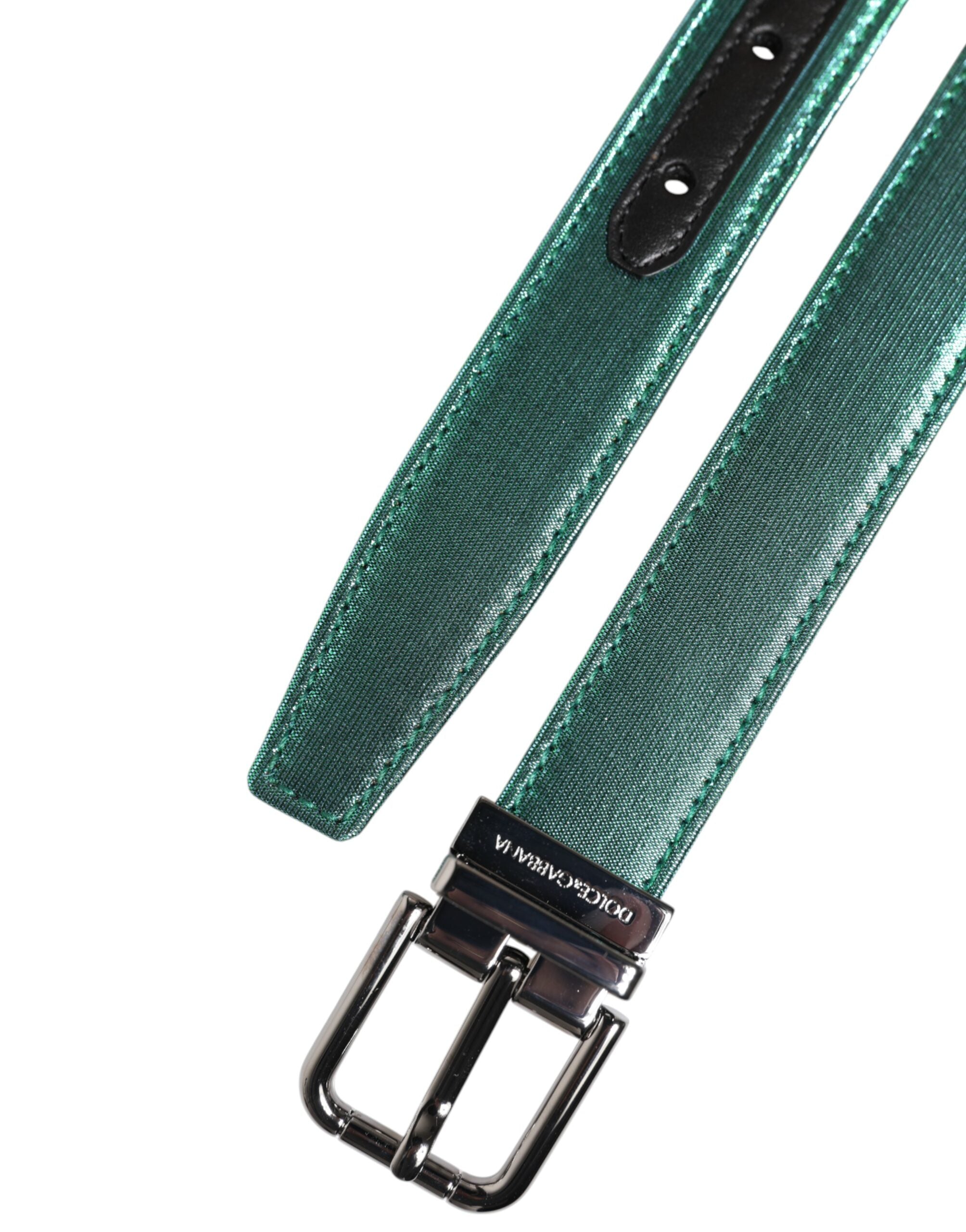 Green Black Polyester Metal Buckle Belt - ventzia