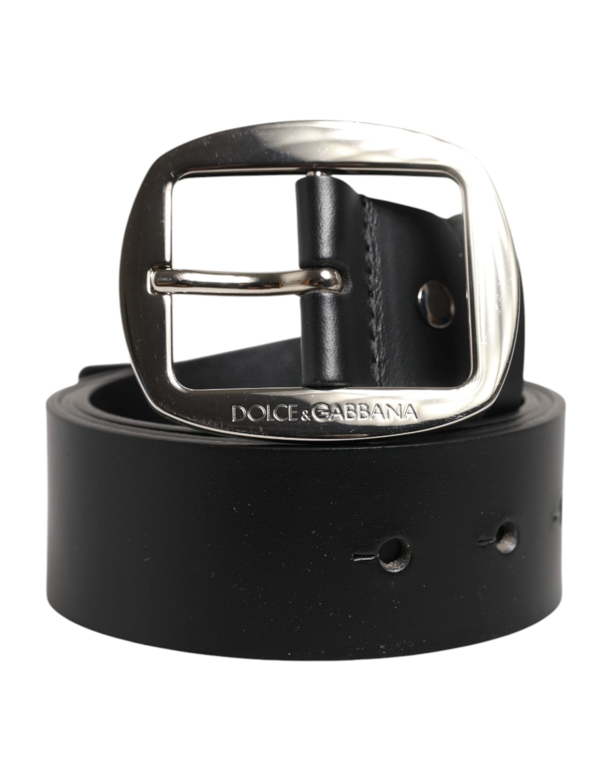 Black Leather Classic Metal Buckle Belt - ventzia