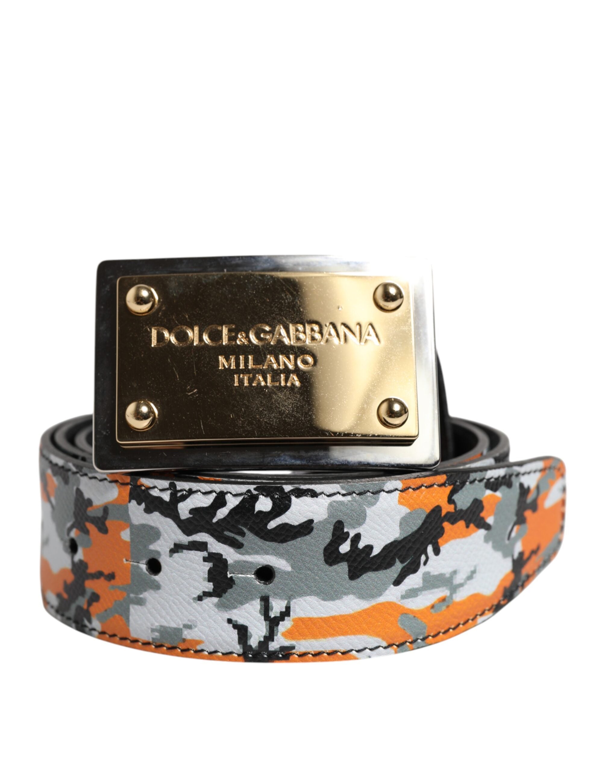 Multicolor Camouflage Metal Logo Buckle Belt - ventzia