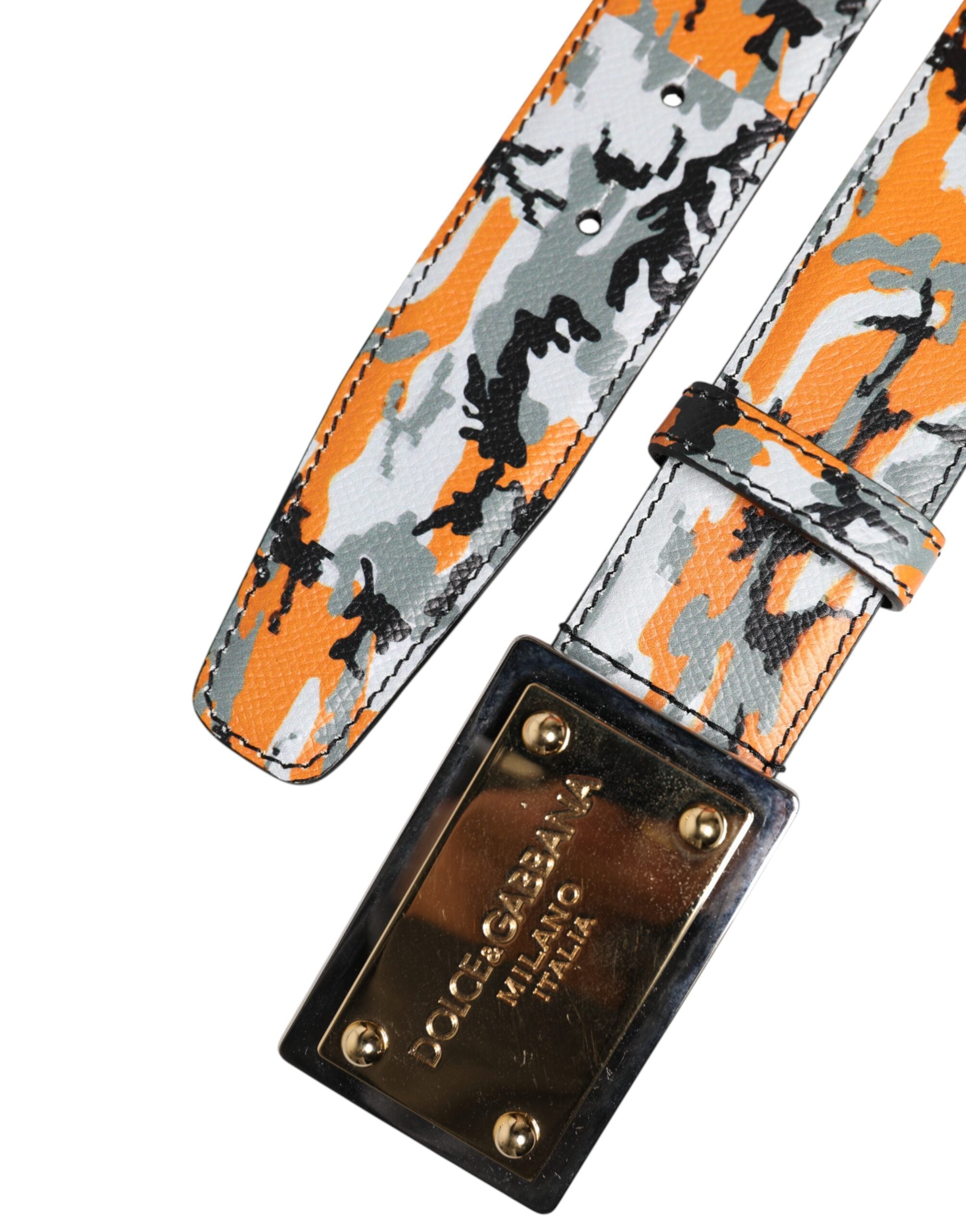 Multicolor Camouflage Metal Logo Buckle Belt - ventzia