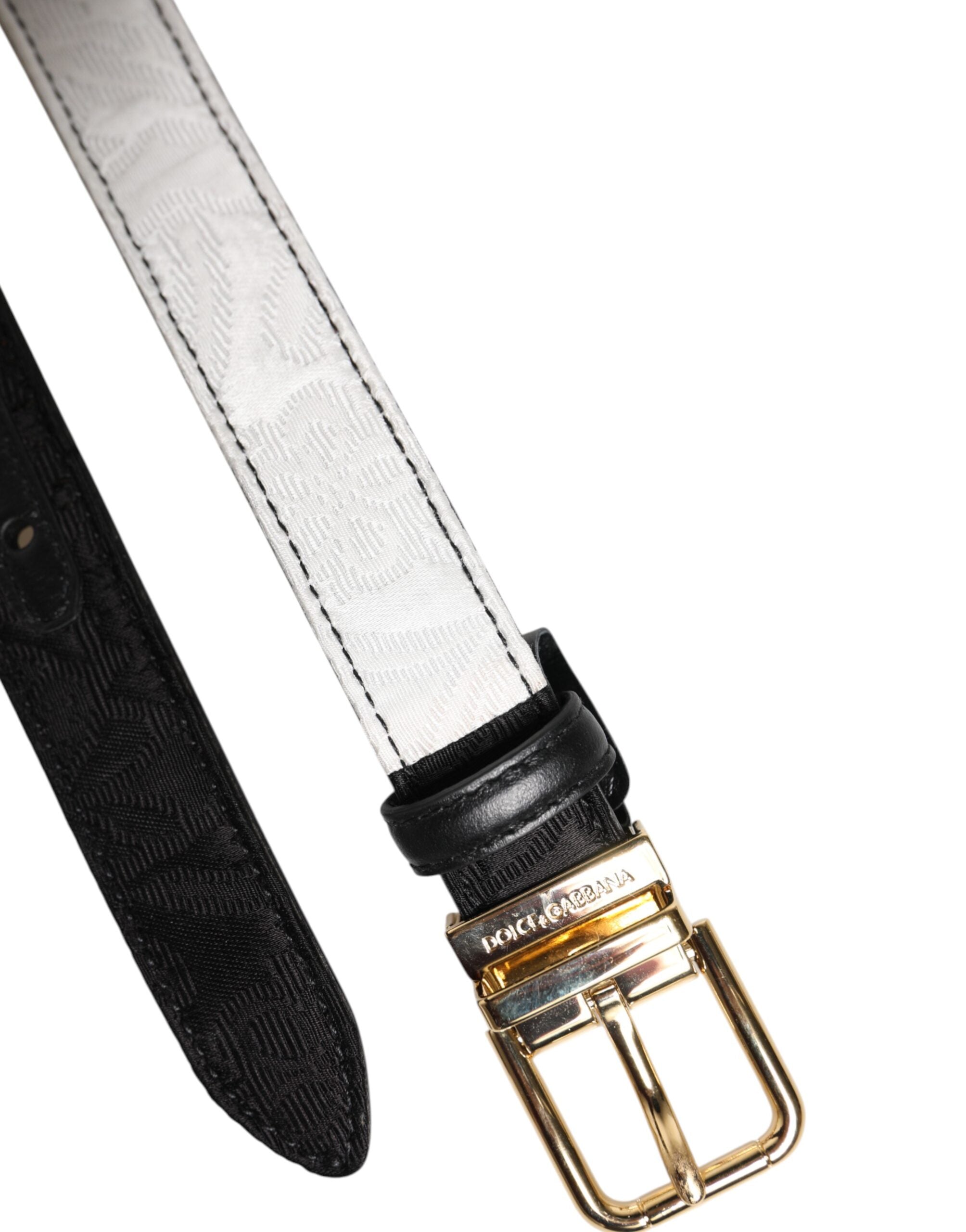 Black White Patchwork Gold Metal Buckle Belt - ventzia