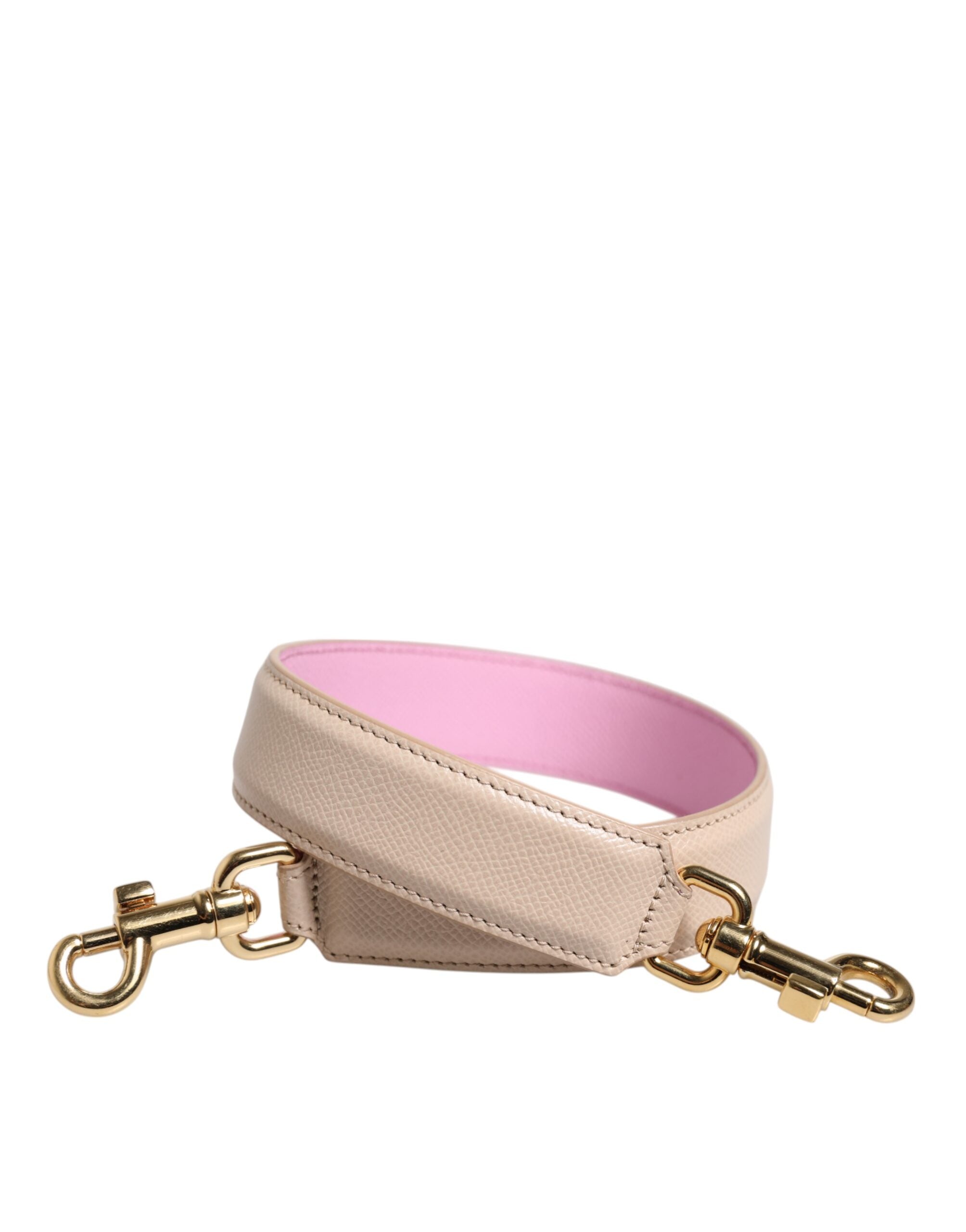Beige Pink Leather Handbag Accessory Shoulder Strap - ventzia