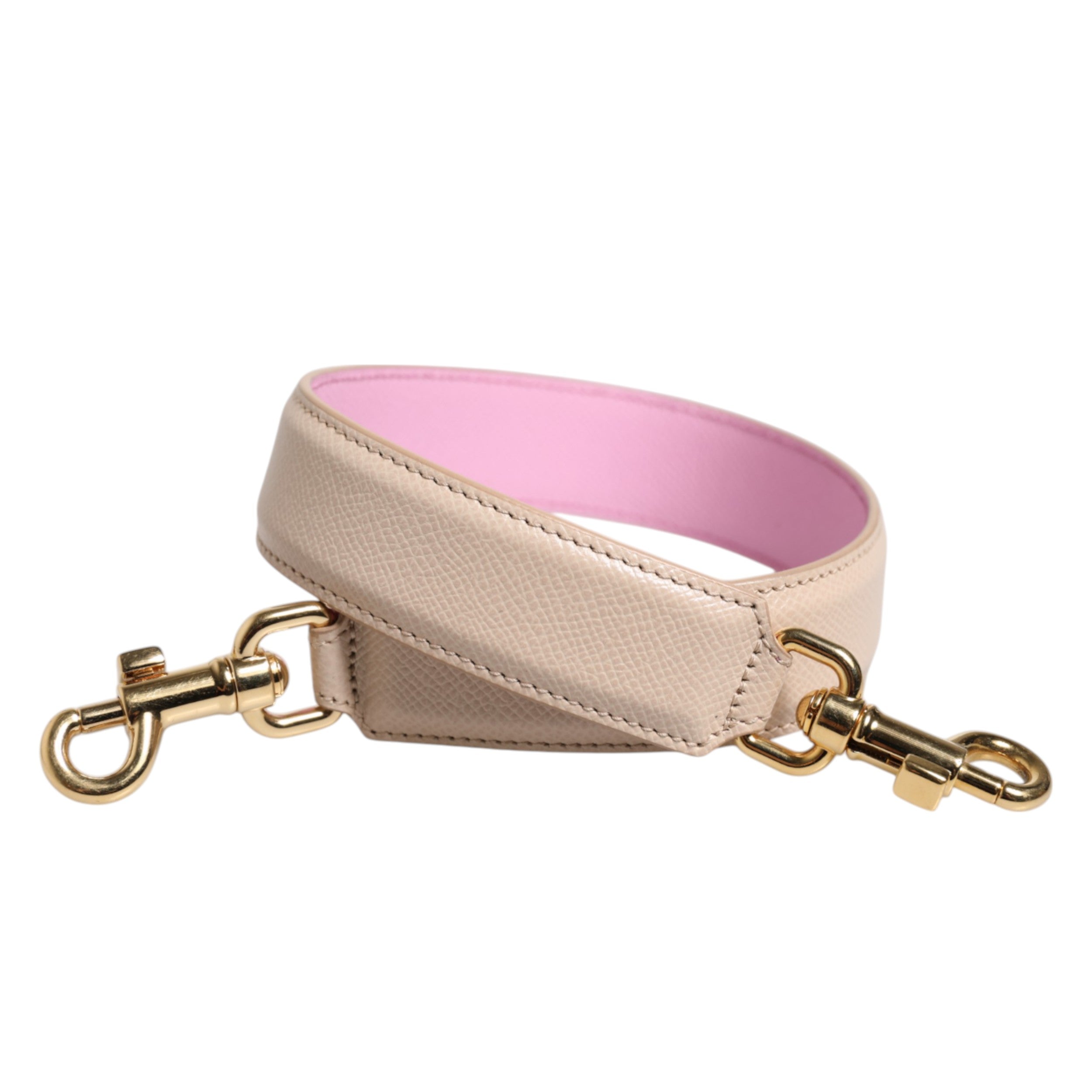 Beige Pink Leather Handbag Accessory Shoulder Strap - ventzia