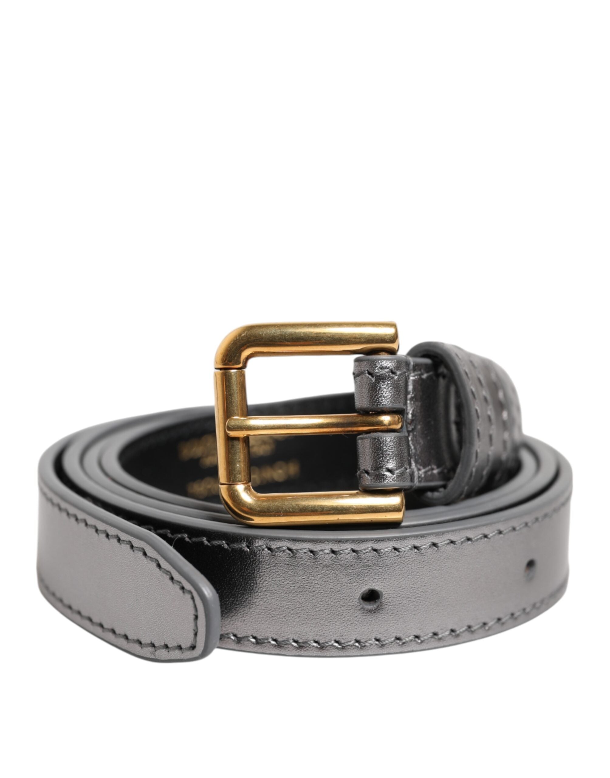 Silver Logo Engraved Metal Waist Buckle Belt - ventzia