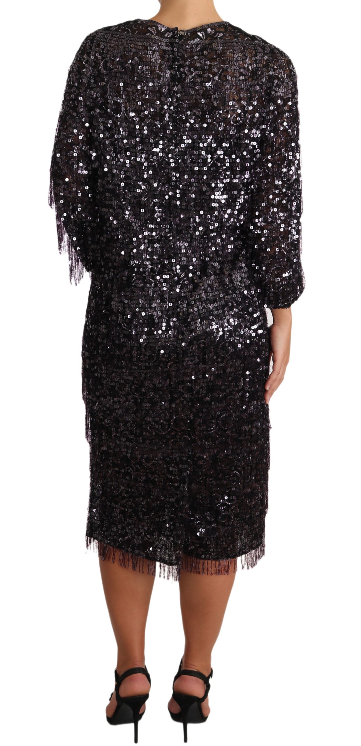 Sequined Shift Midi Dress – Timeless Elegance - ventzia