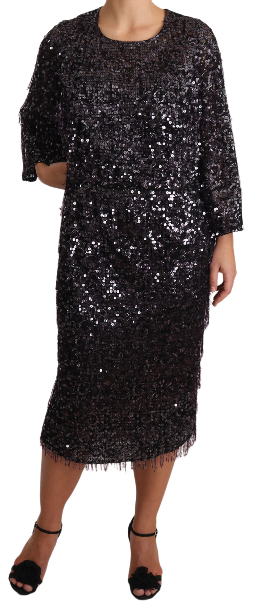 Sequined Shift Midi Dress – Timeless Elegance - ventzia