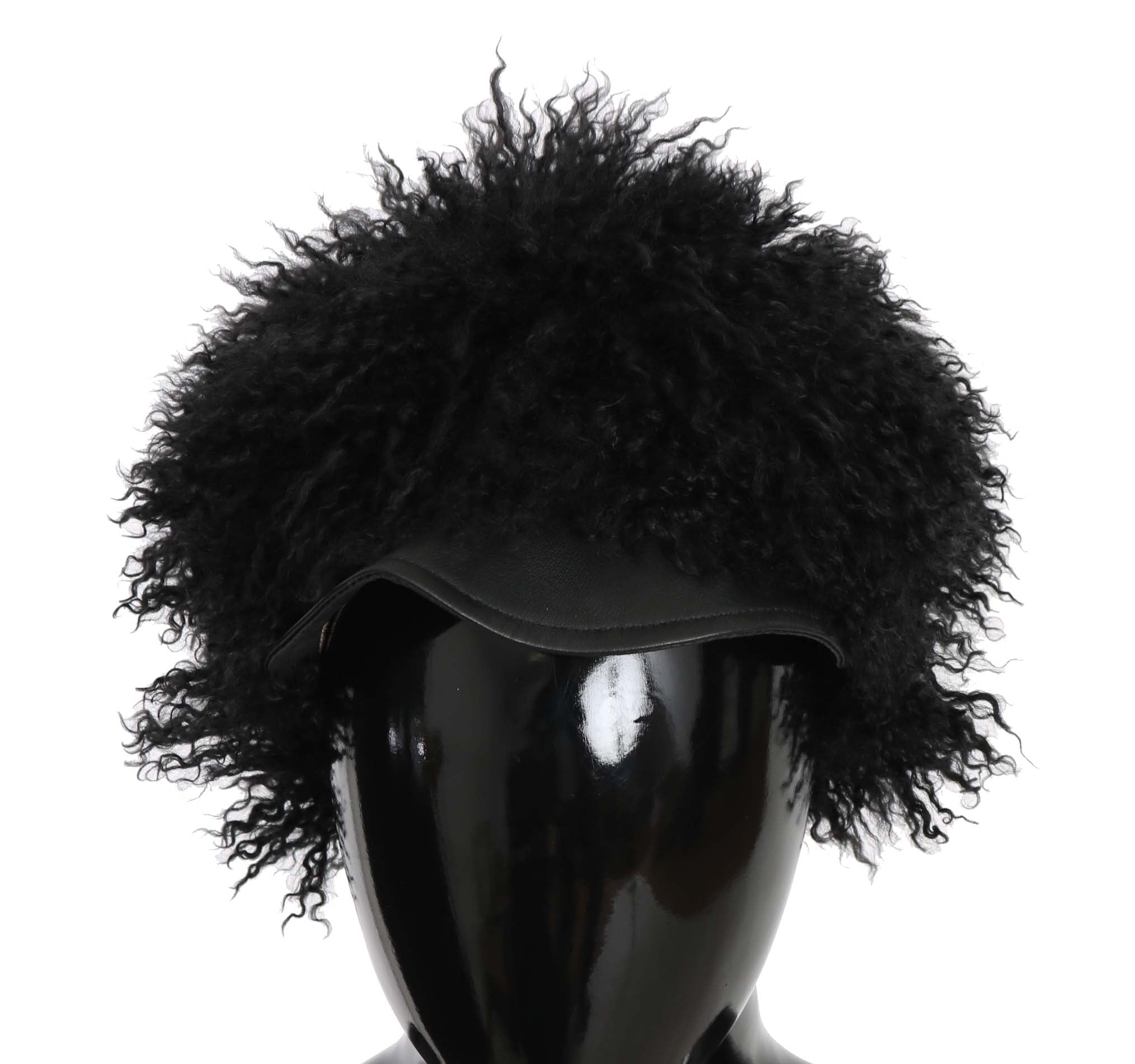 Chic Black Gatsby Cap in Tibet Lamb Fur - ventzia