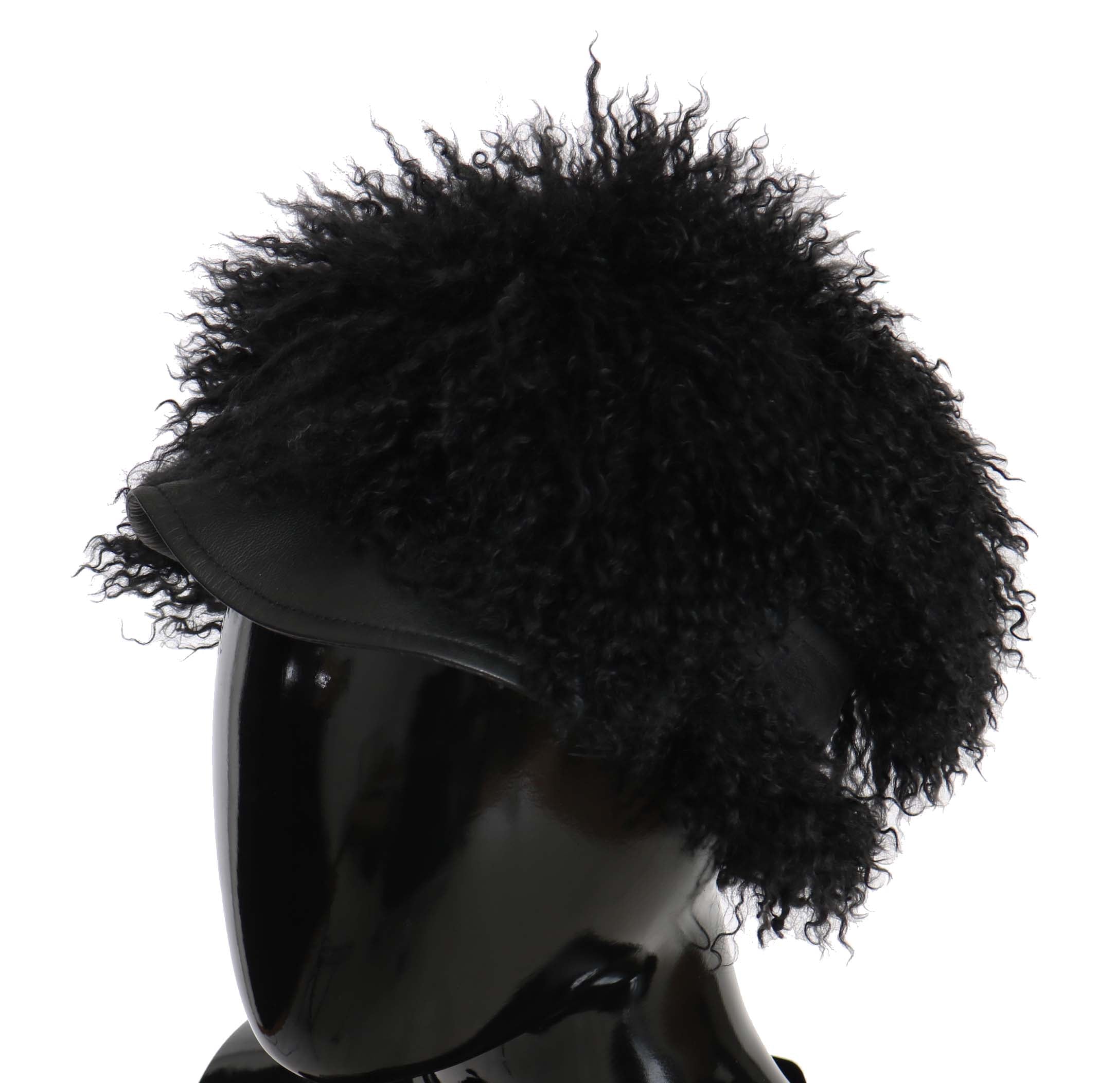 Chic Black Gatsby Cap in Tibet Lamb Fur - ventzia