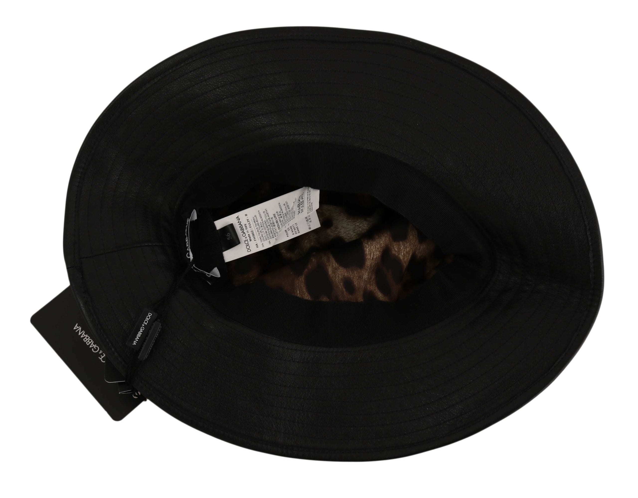 Elegant Black Leather Cloche Cap - ventzia