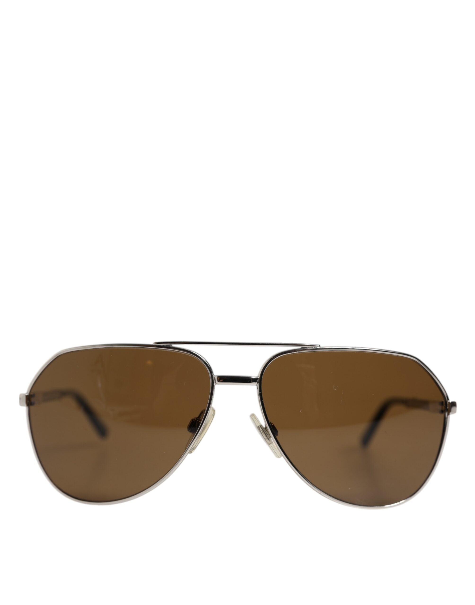 DG2073 Silver Steel Classic Pilot Brown Lens Sunglasses - ventzia