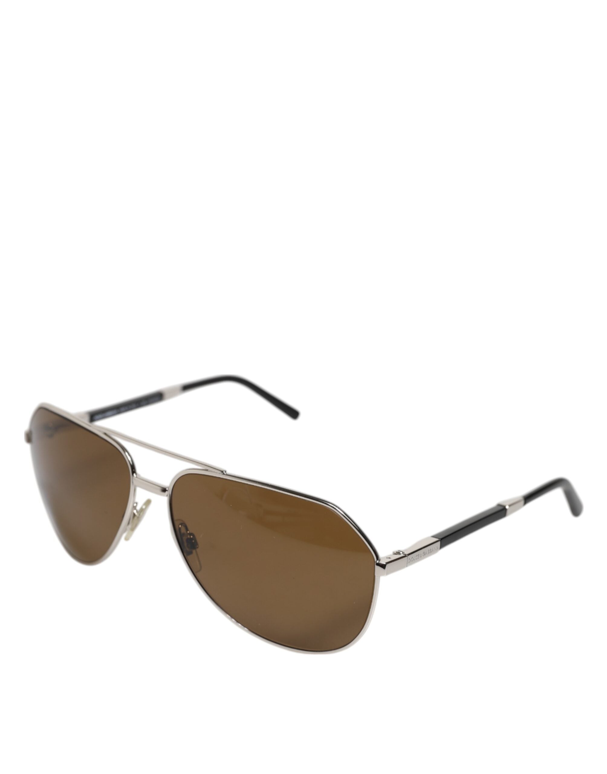 DG2073 Silver Steel Classic Pilot Brown Lens Sunglasses - ventzia