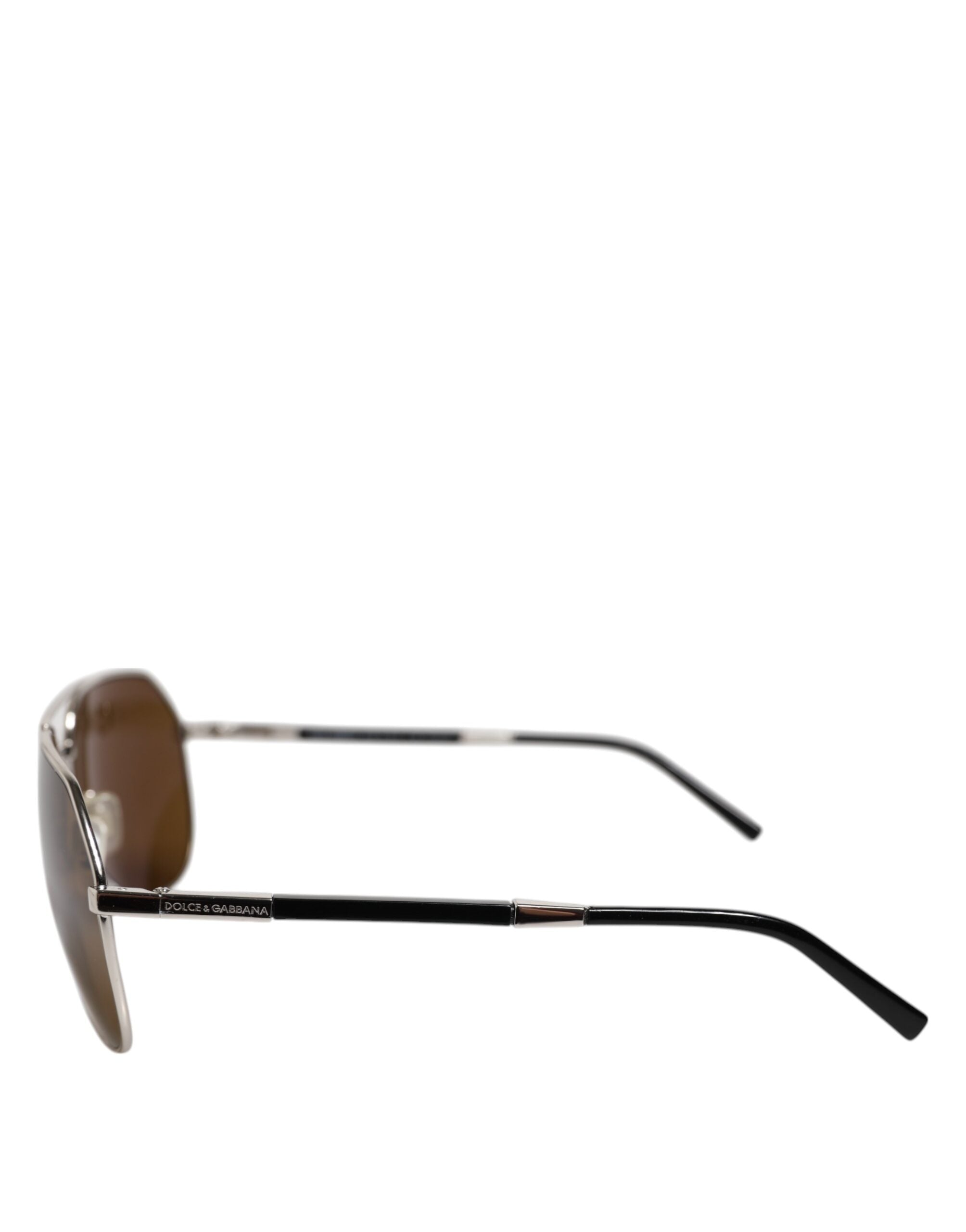 DG2073 Silver Steel Classic Pilot Brown Lens Sunglasses - ventzia