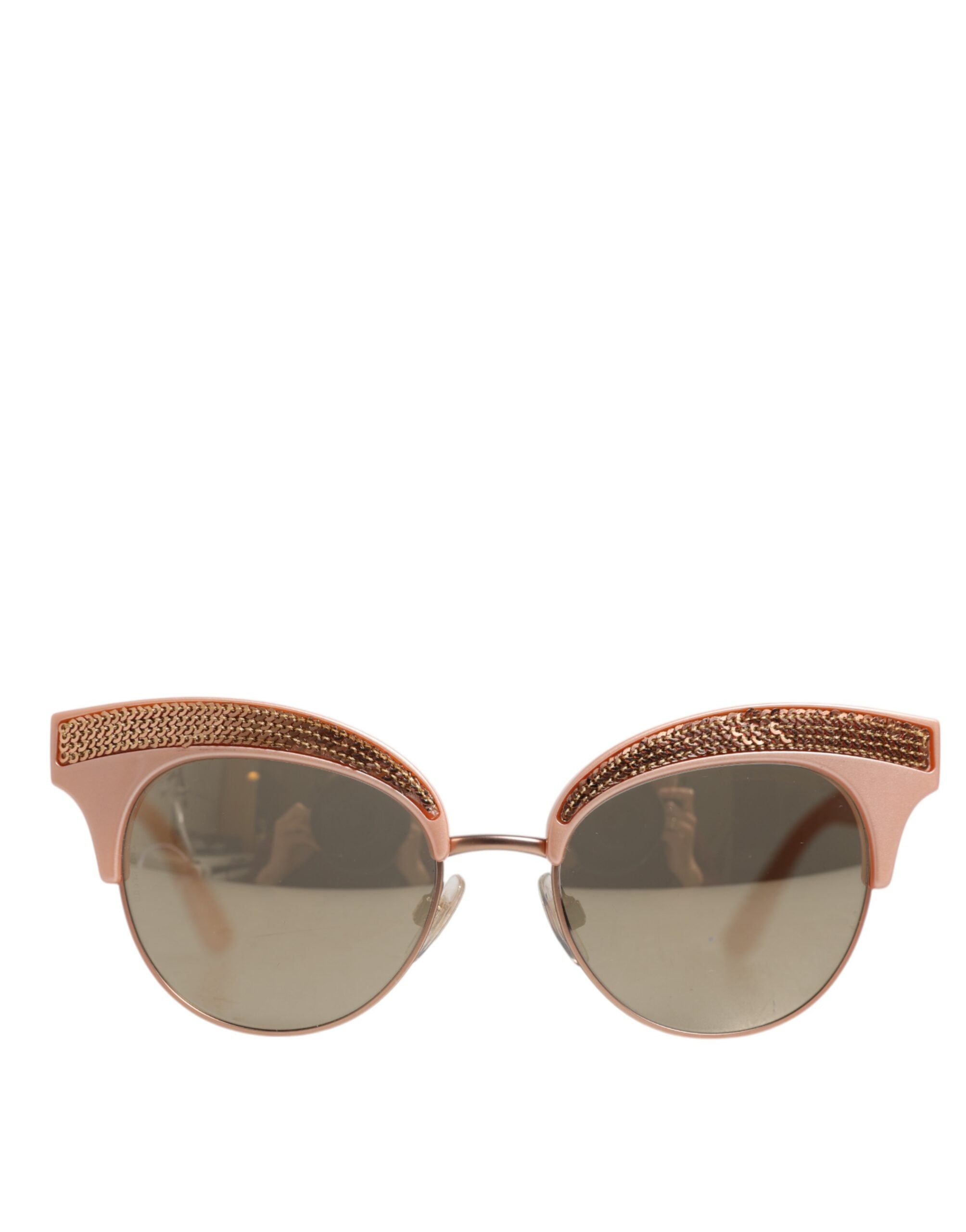 Pink Gold Mirrored Cat Eye DG6109 Sequined Sunglasses - ventzia