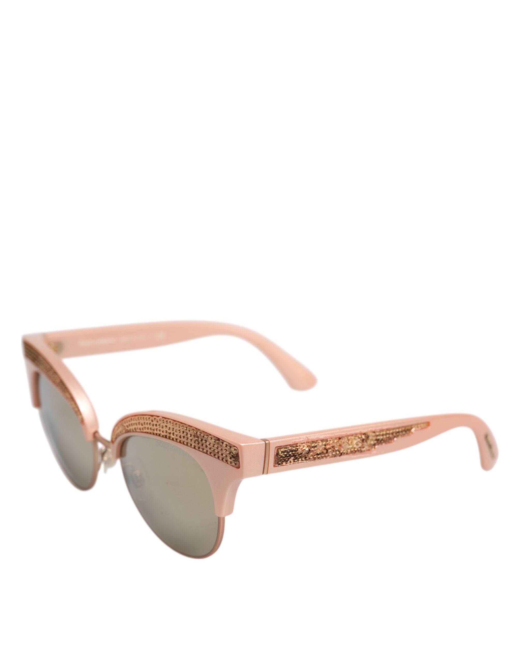 Pink Gold Mirrored Cat Eye DG6109 Sequined Sunglasses - ventzia