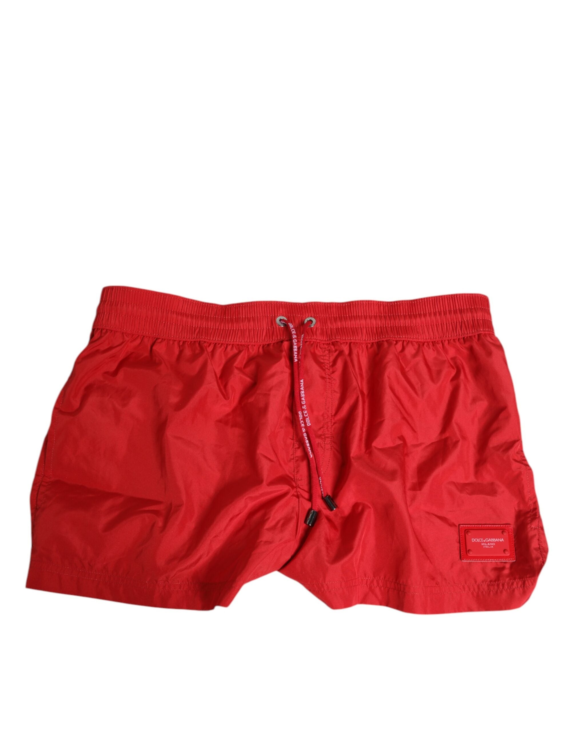 Red Drawstring Beachwear Men Shorts Swimwear - ventzia