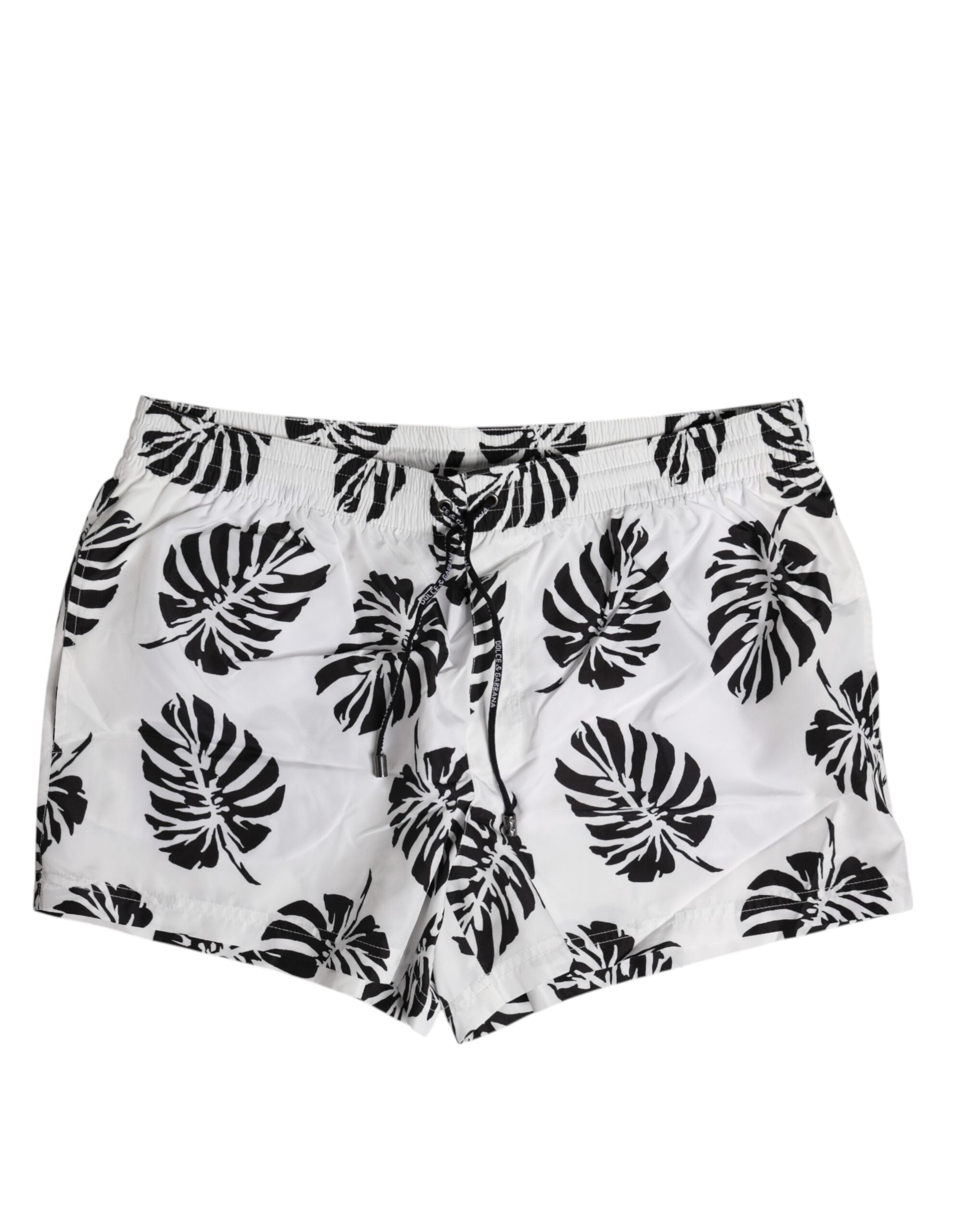 White Black Print Beachwear Shorts Swimwear - ventzia
