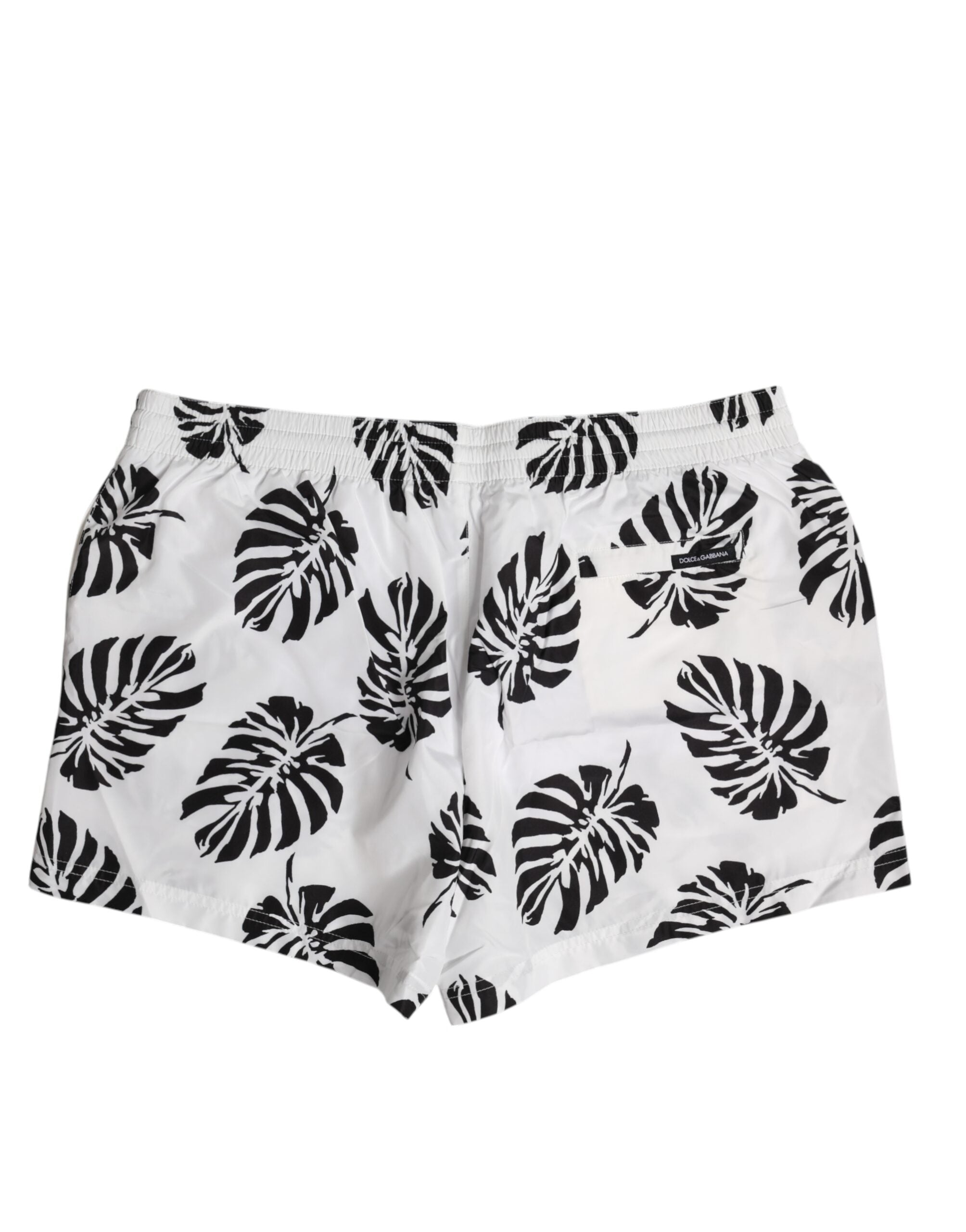 White Black Print Beachwear Shorts Swimwear - ventzia