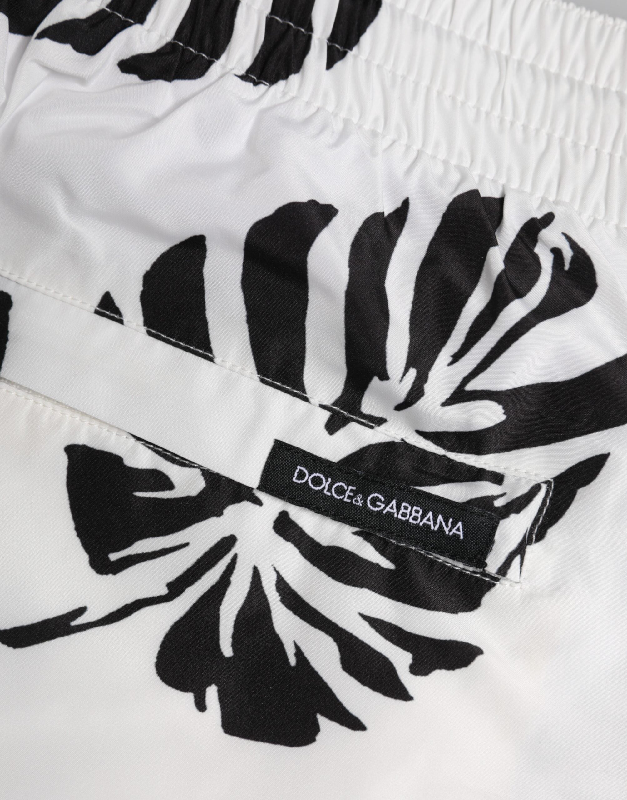 White Black Print Beachwear Shorts Swimwear - ventzia