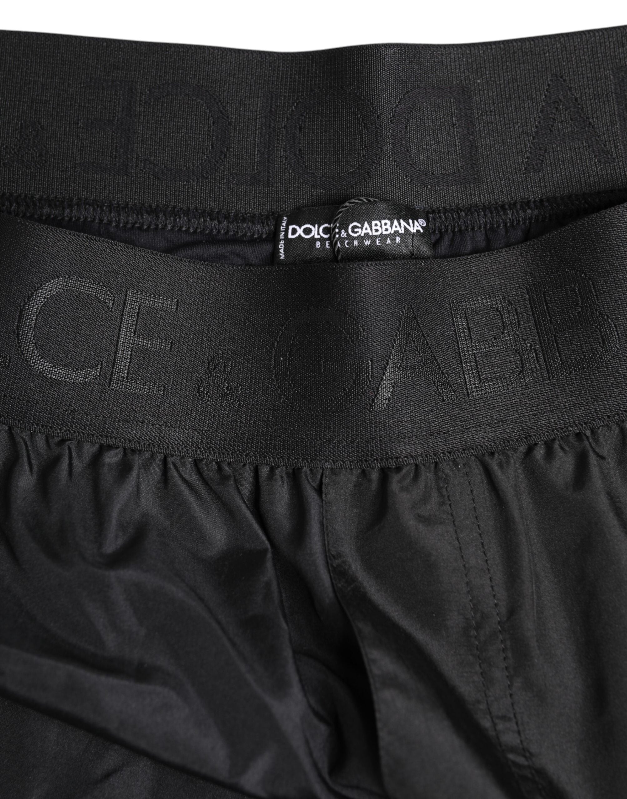 Black Logo Print Beachwear Men Shorts Swimwear - ventzia