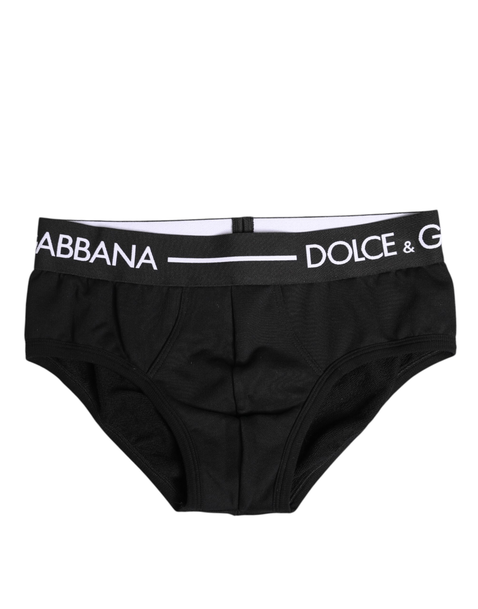 Black Cotton Stretch Regular Brief Underwear - ventzia