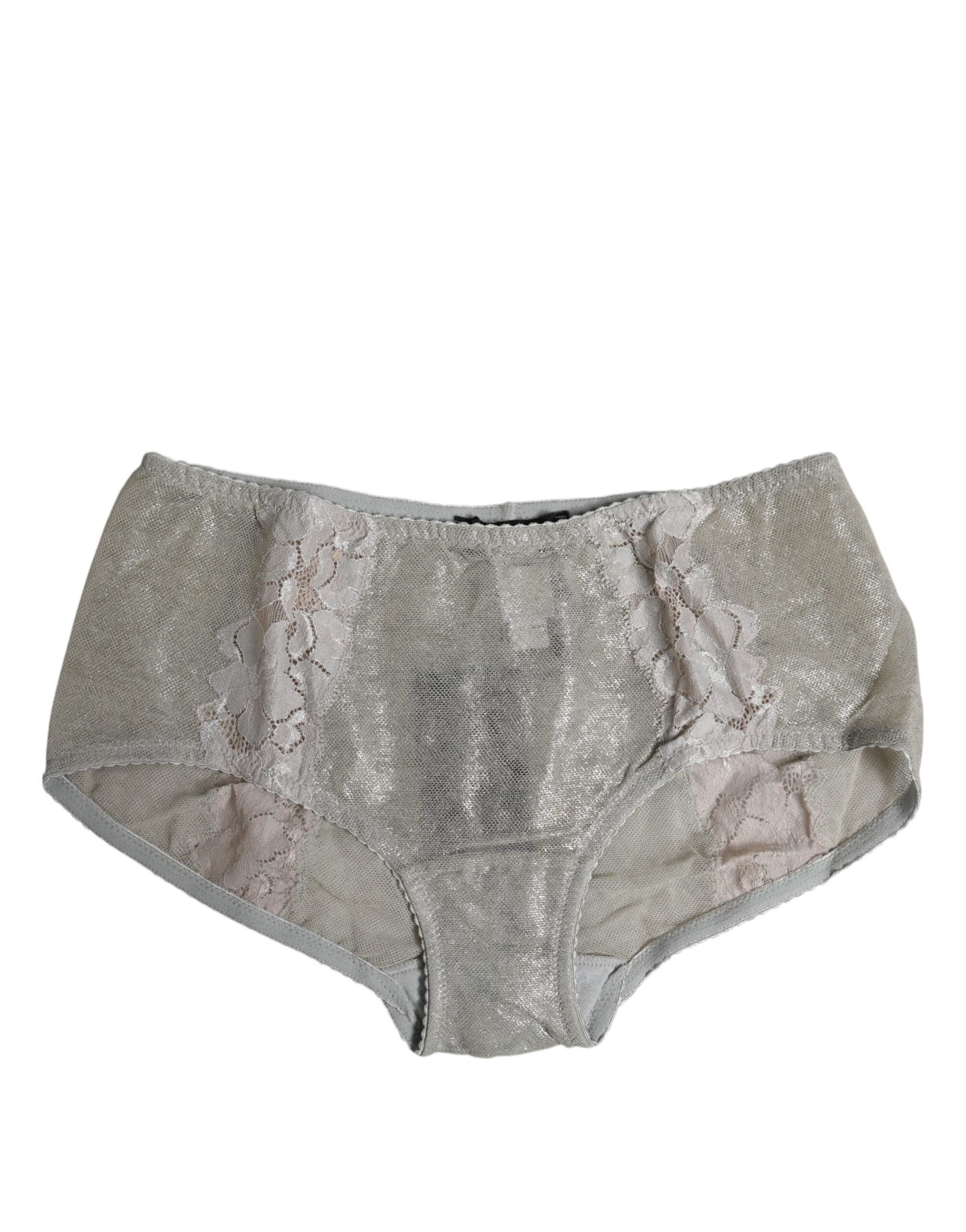 Gray Cotton Floral Lace High Waist Panty Underwear - ventzia