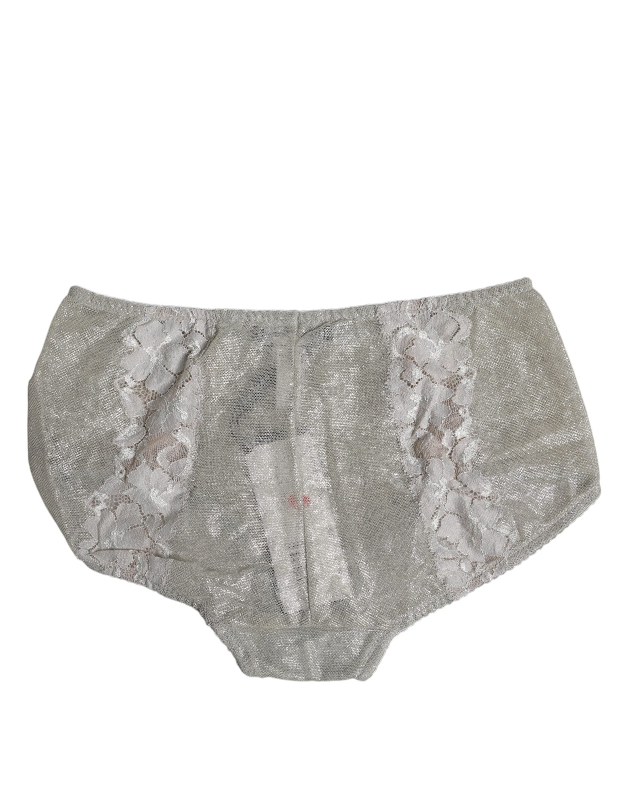 Gray Cotton Floral Lace High Waist Panty Underwear - ventzia