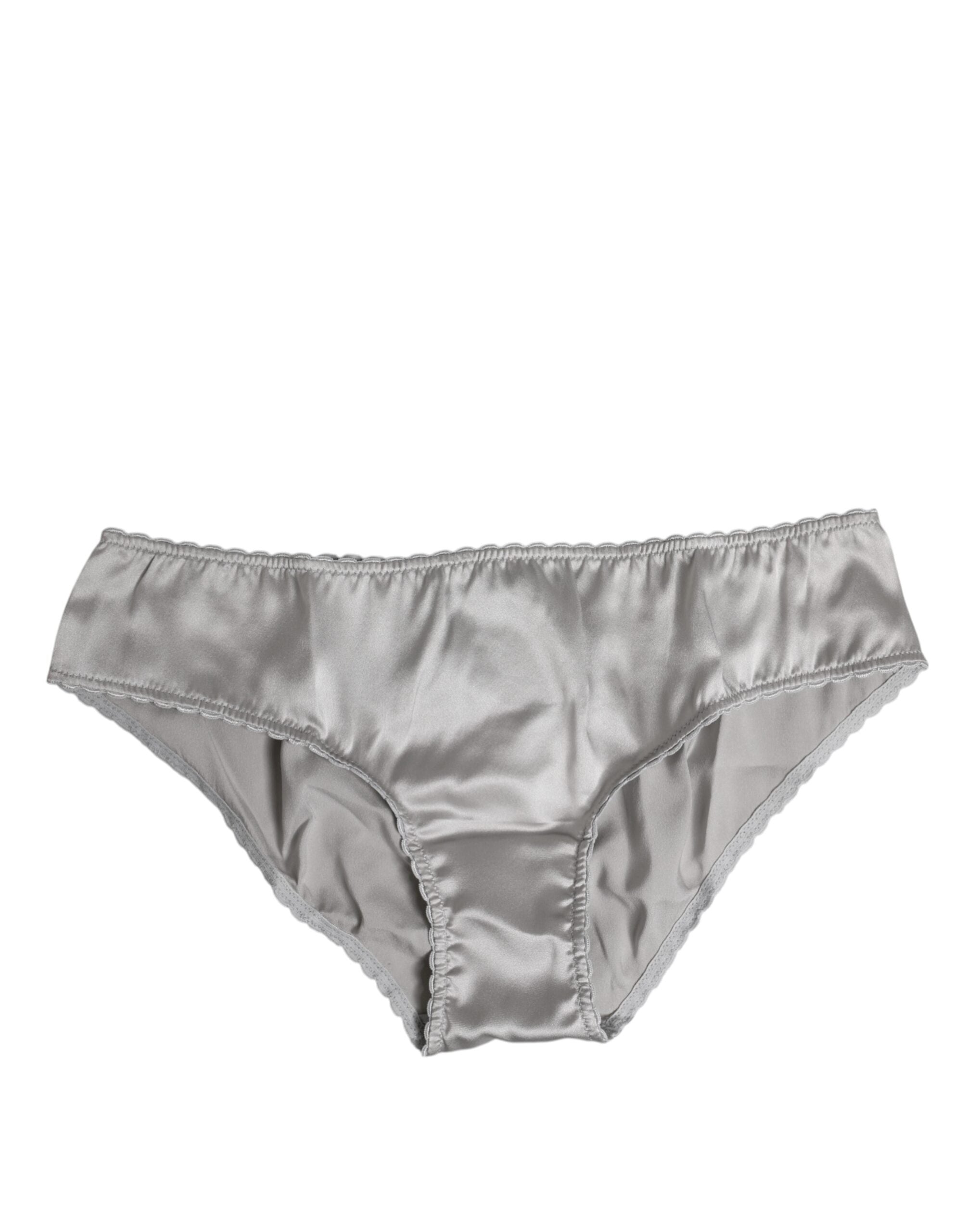 Gray Silk Stretch Bottom Low Waist Panty Underwear - ventzia