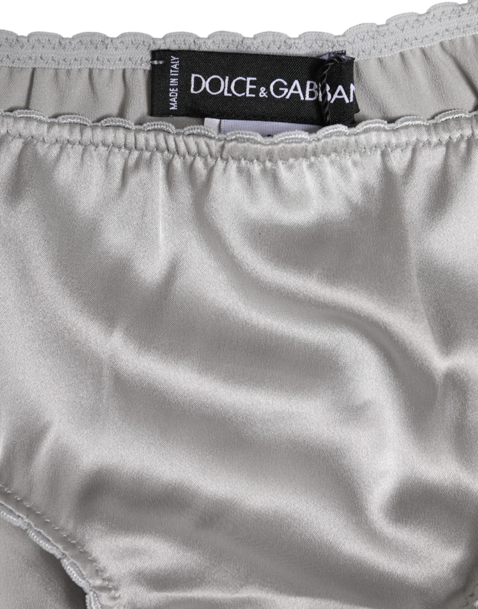 Gray Silk Stretch Bottom Low Waist Panty Underwear - ventzia