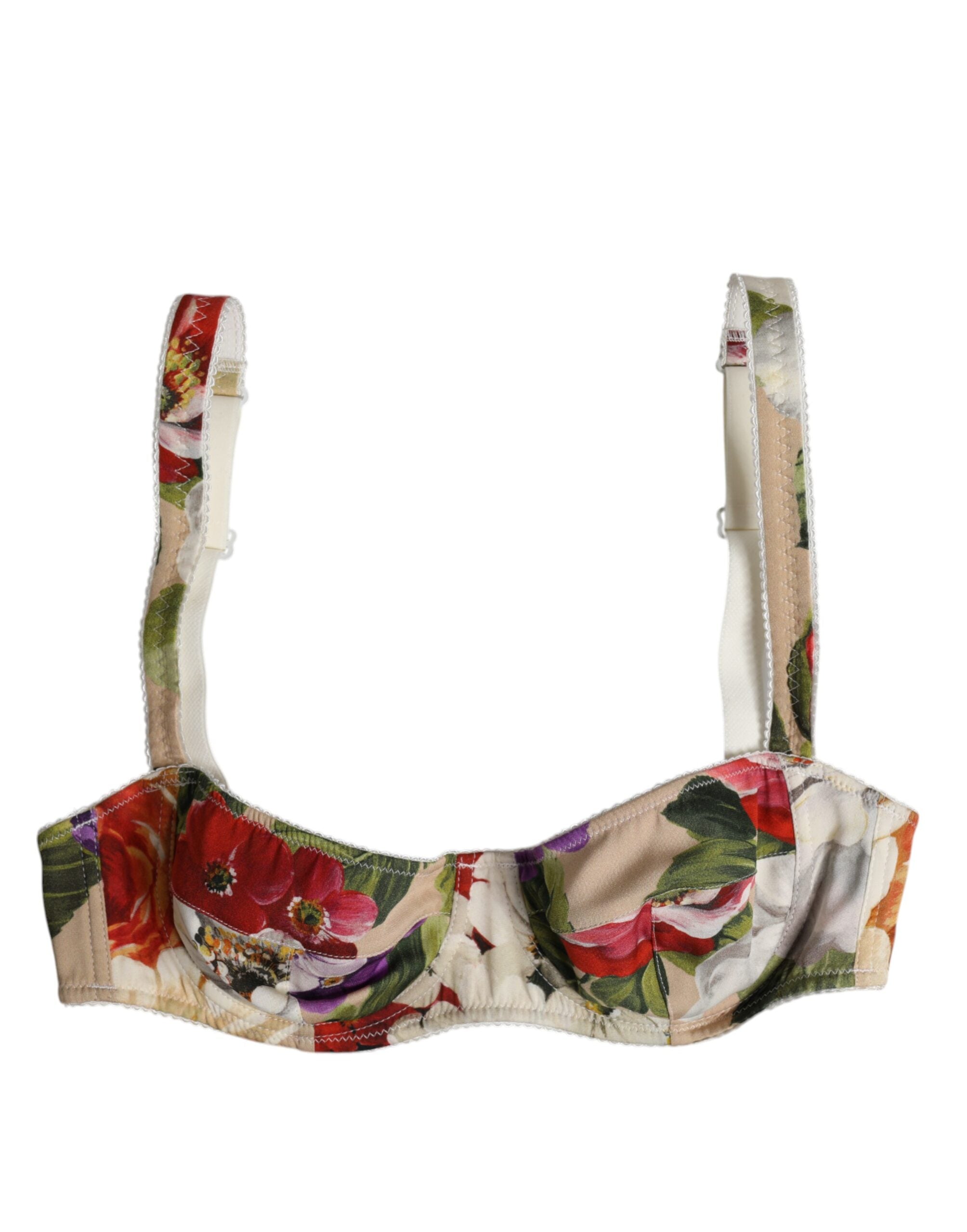 Beige Floral Balconcino Underwired Bra Underwear - ventzia