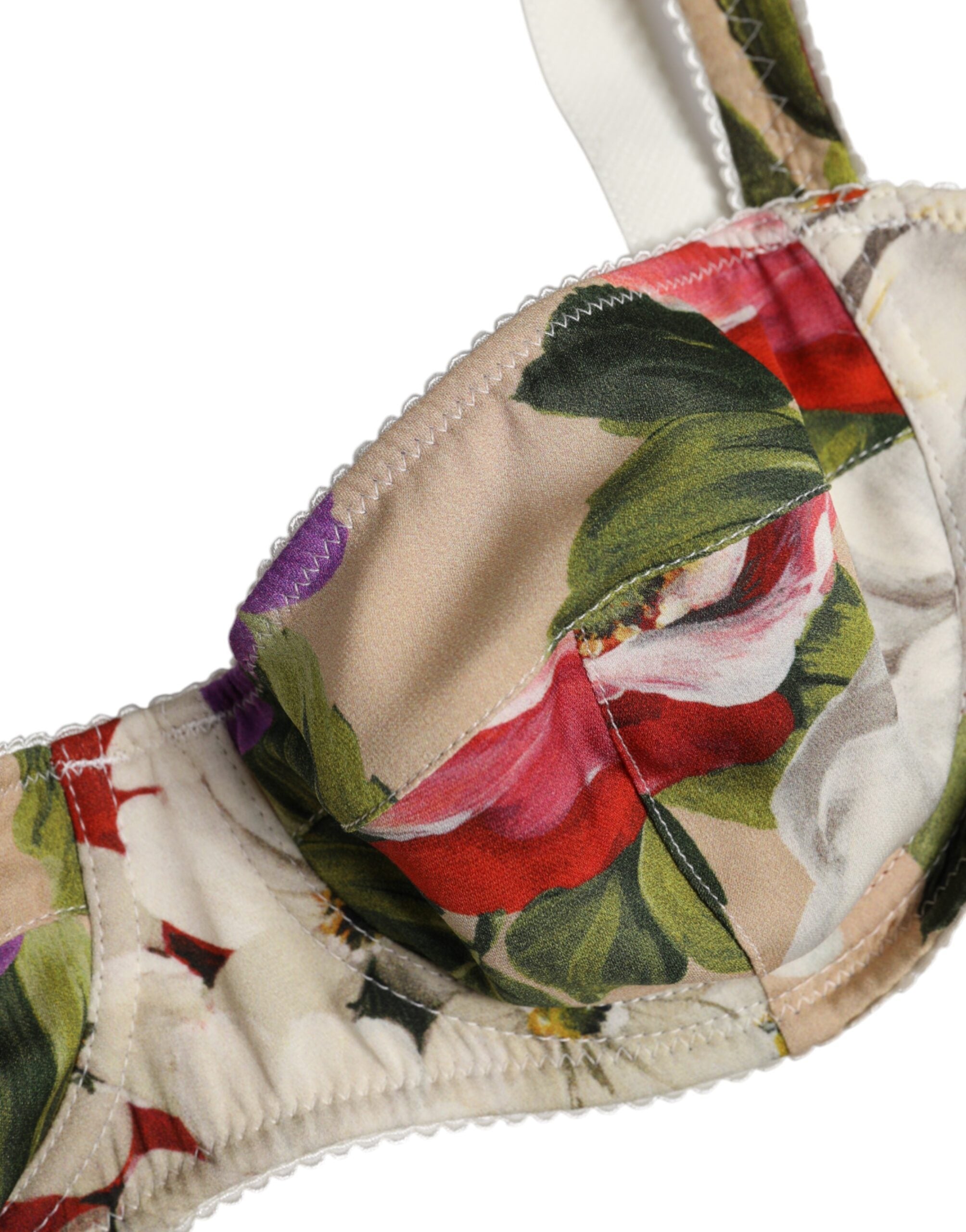 Beige Floral Balconcino Underwired Bra Underwear - ventzia