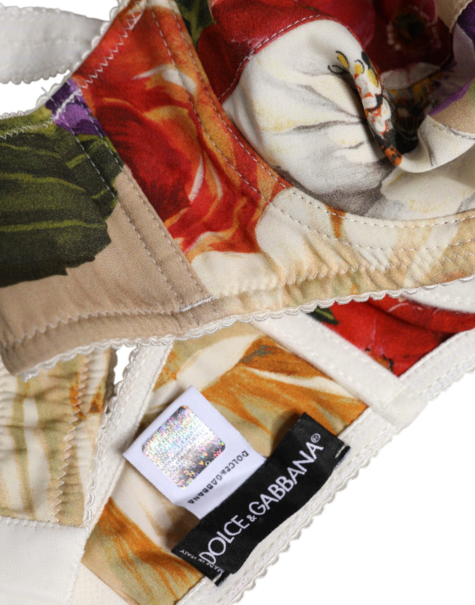 Beige Floral Balconcino Underwired Bra Underwear - ventzia
