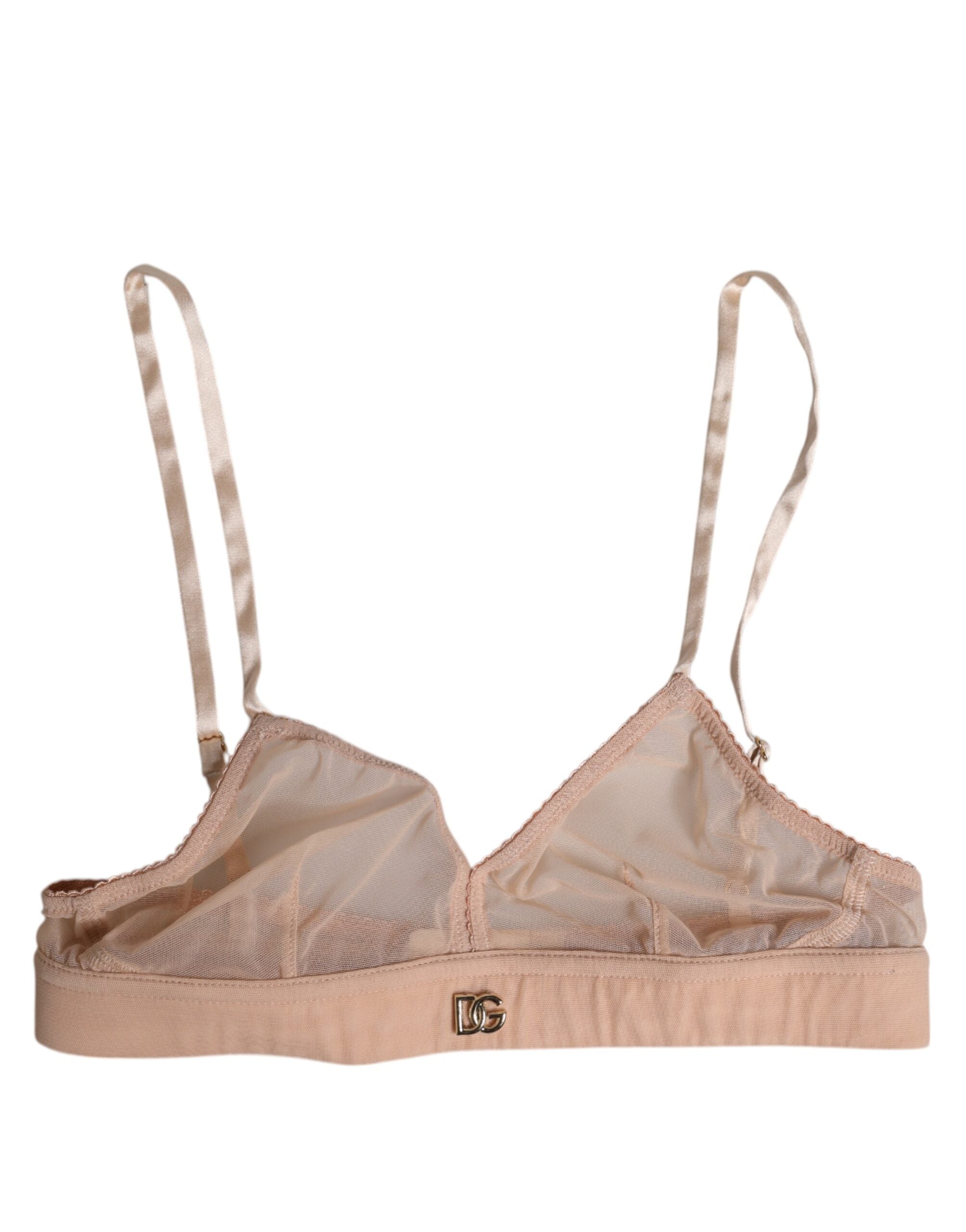 Powder Pink Nylon DG Logo Non Wire Bra Underwear - ventzia