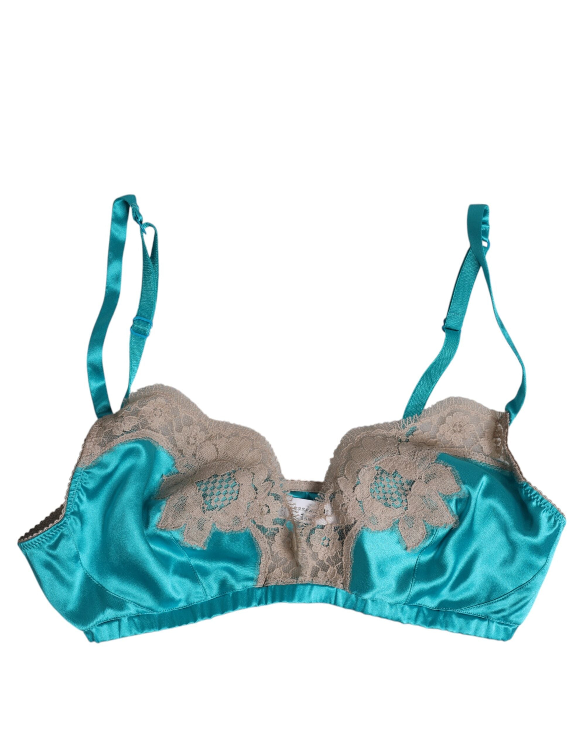 Green Floral Lace Silk Non Wire Bra Underwear - ventzia