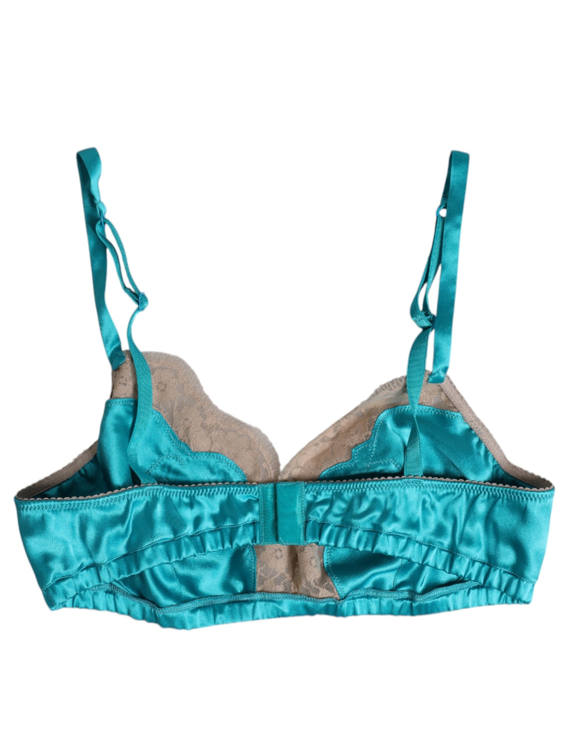 Green Floral Lace Silk Non Wire Bra Underwear - ventzia