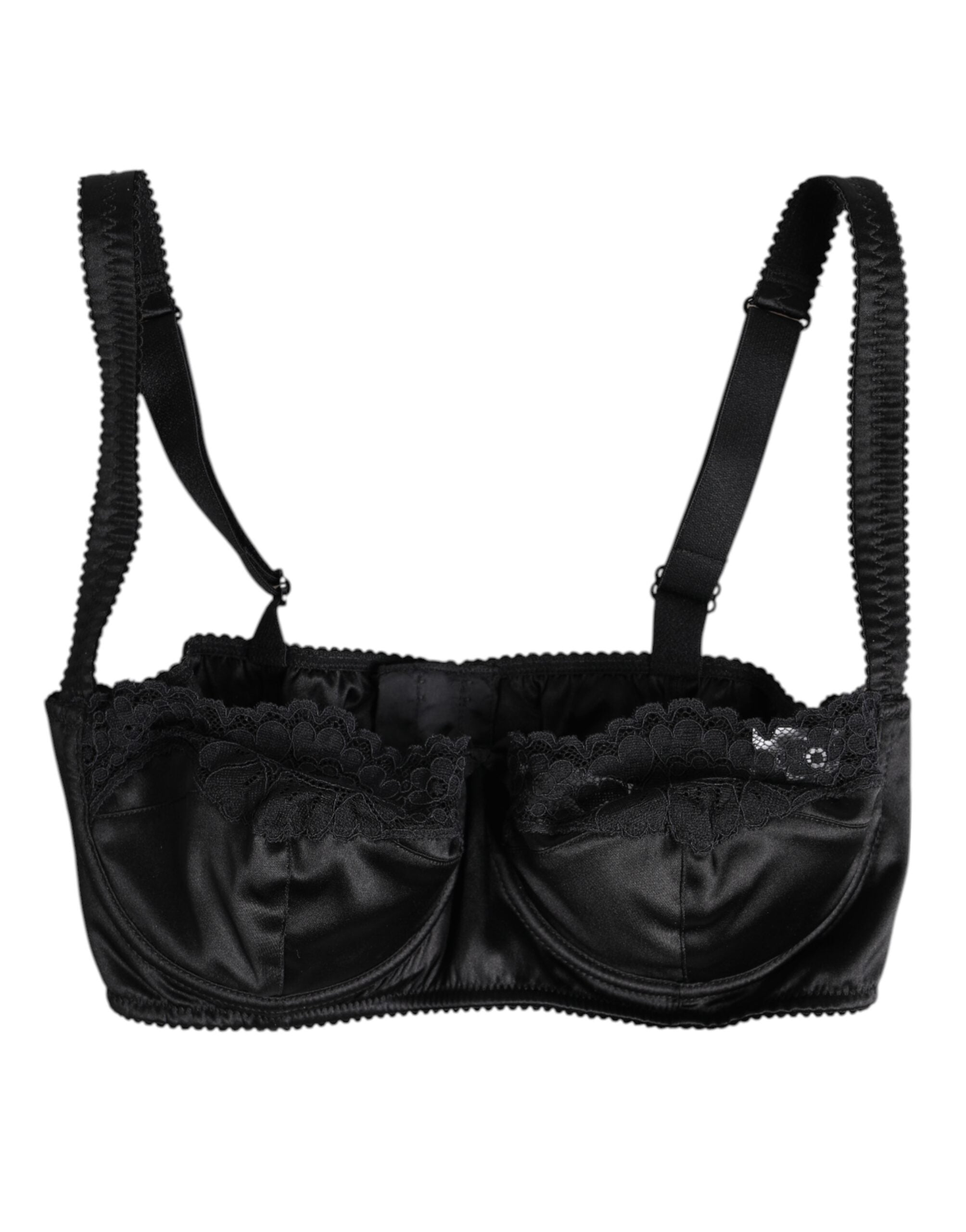 Black Silk Underwired Balconette Bra Underwear - ventzia