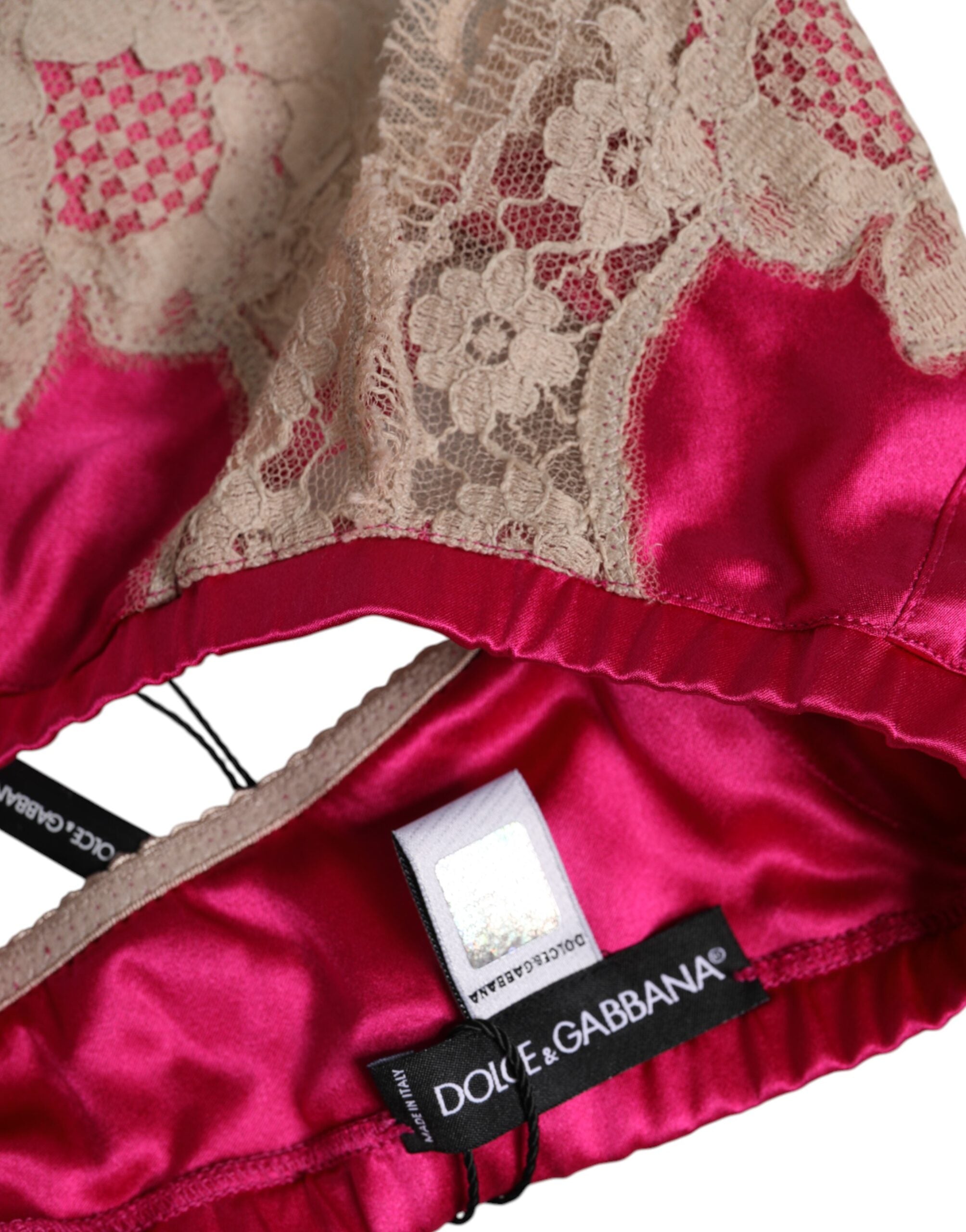 Magenta Floral Lace Silk Non Wire Bra Underwear - ventzia