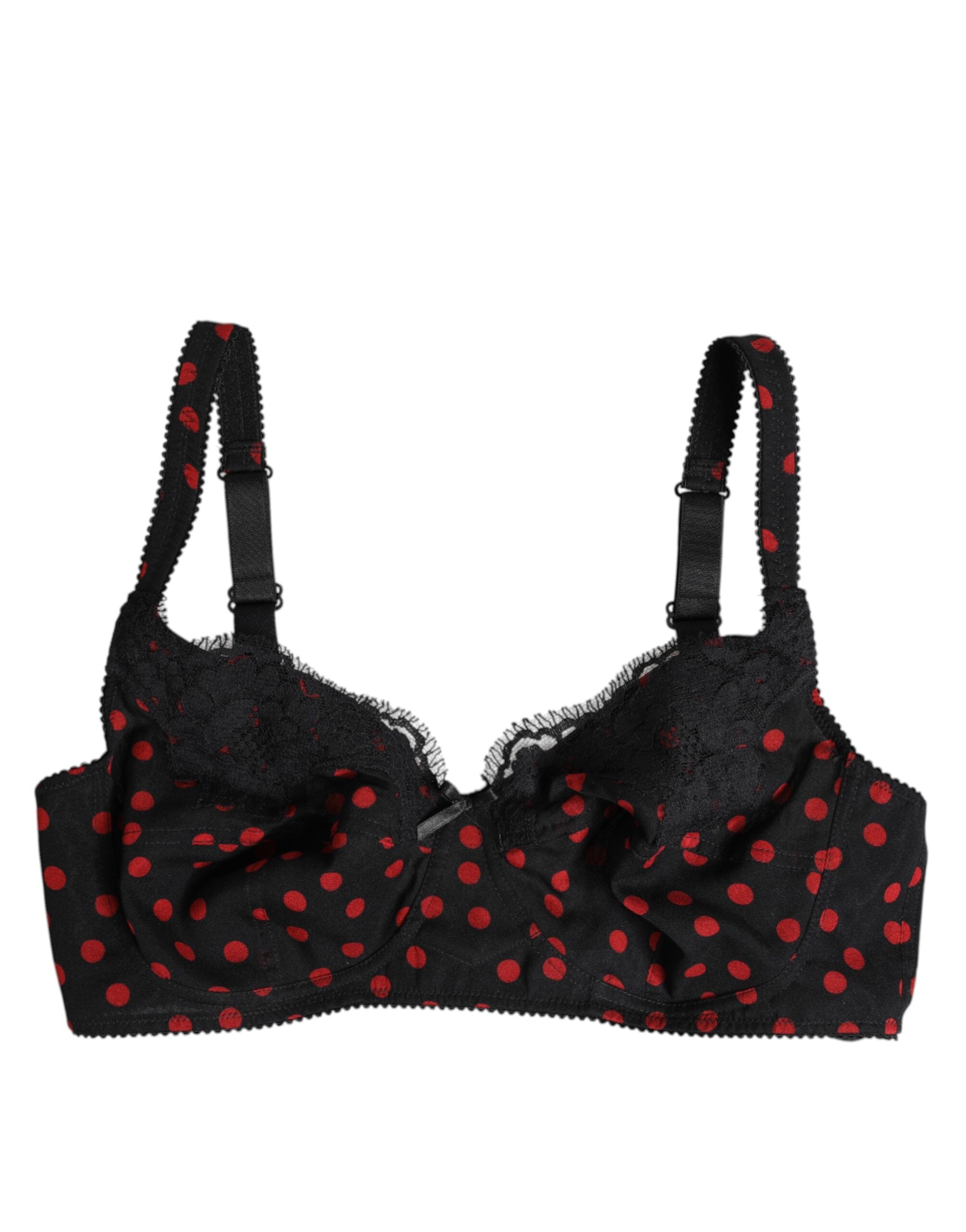 Black Red Polka Dot Underwired Balconette Underwear - ventzia