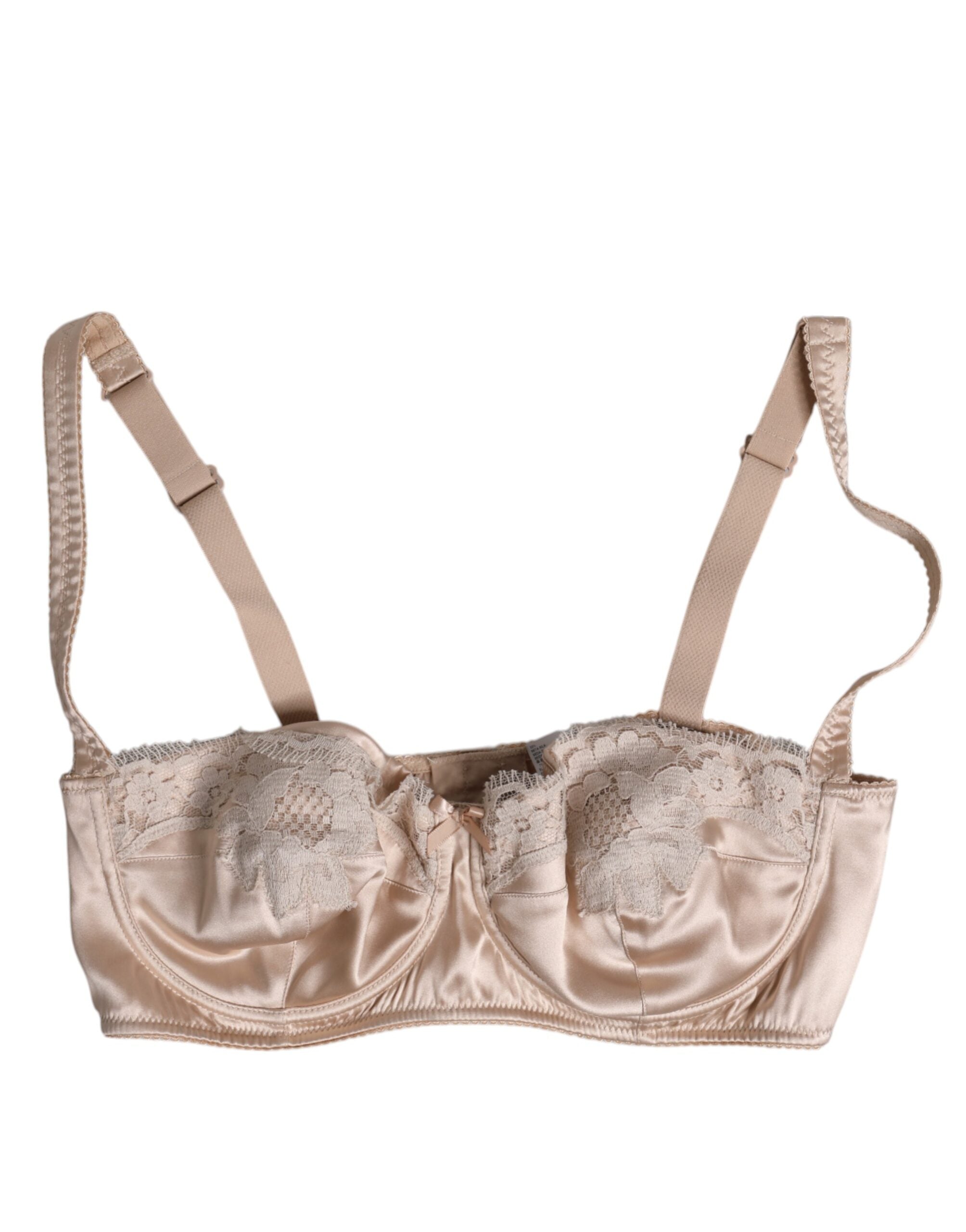 Biege Silk Underwired Balconette Bra Underwear - ventzia