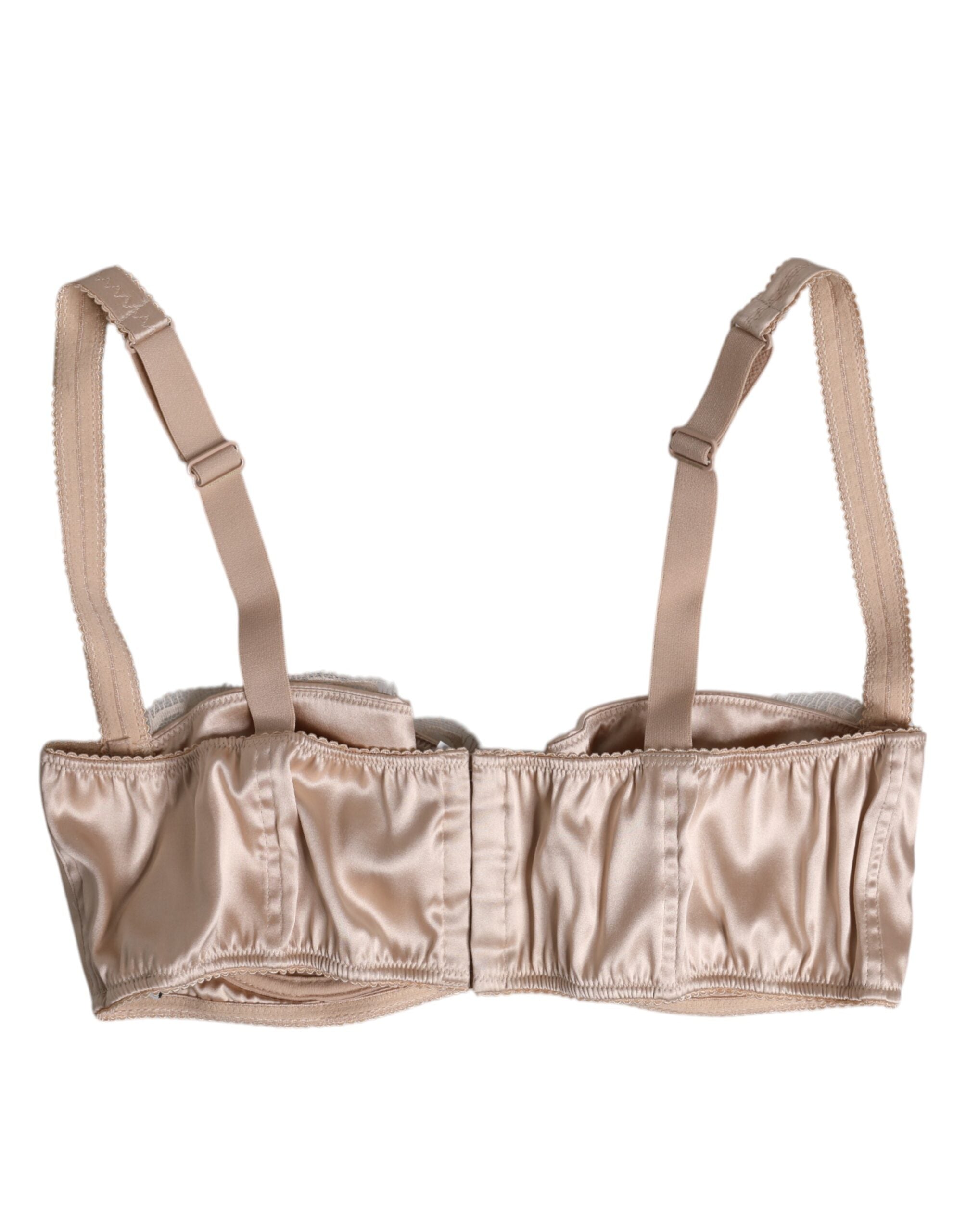 Biege Silk Underwired Balconette Bra Underwear - ventzia