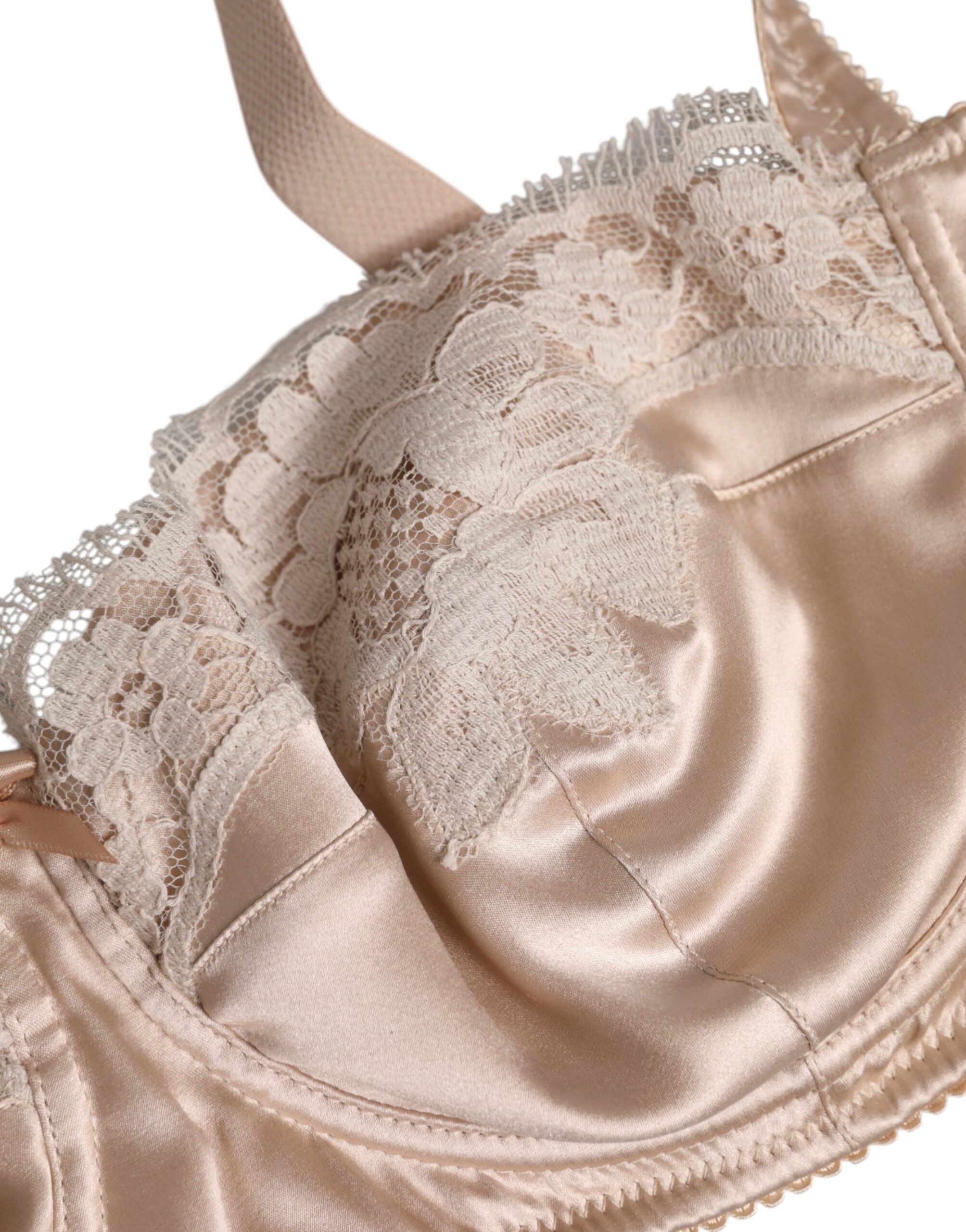 Biege Silk Underwired Balconette Bra Underwear - ventzia