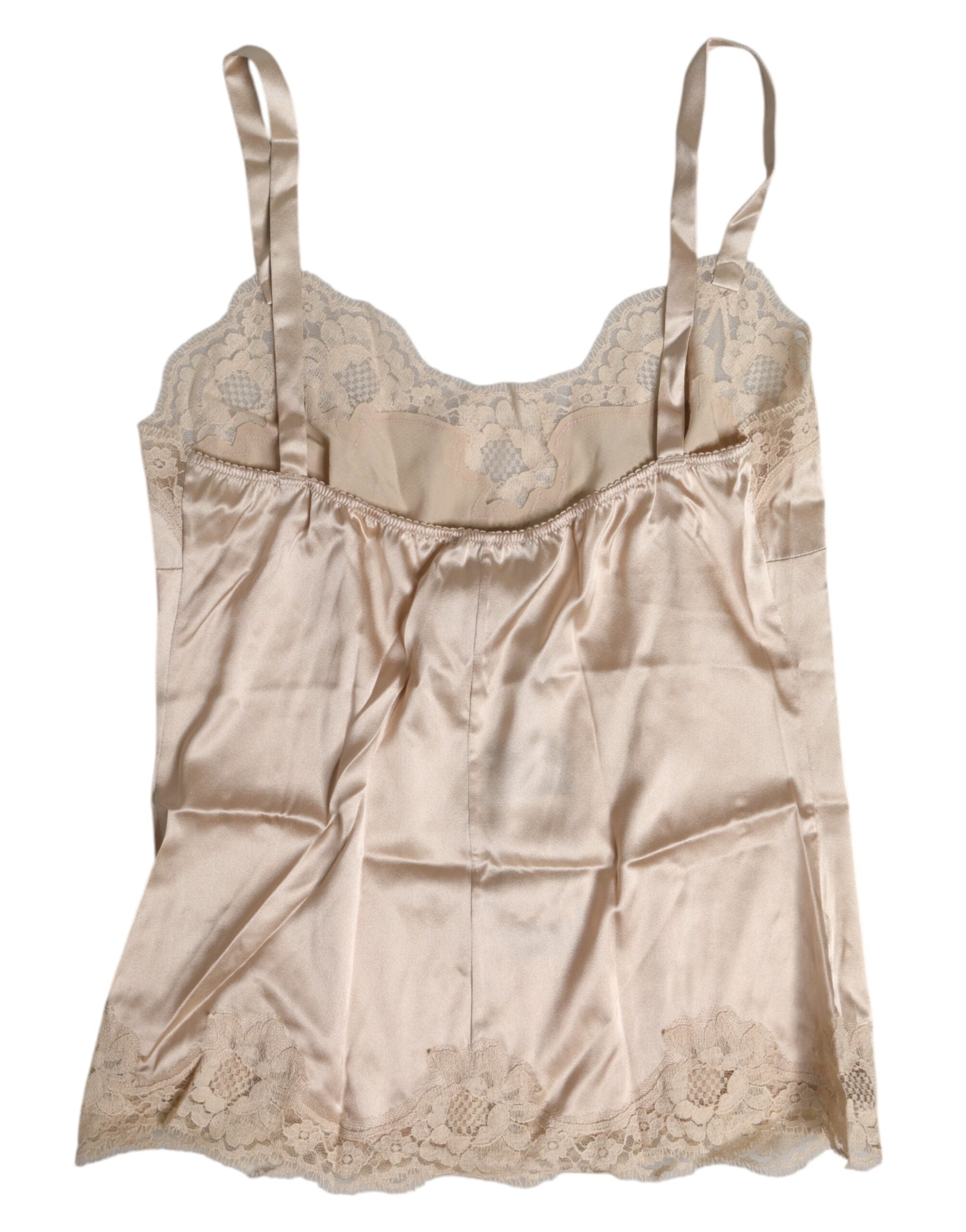 Beige Lace Silk Satin Tank Lingerie Underwear - ventzia