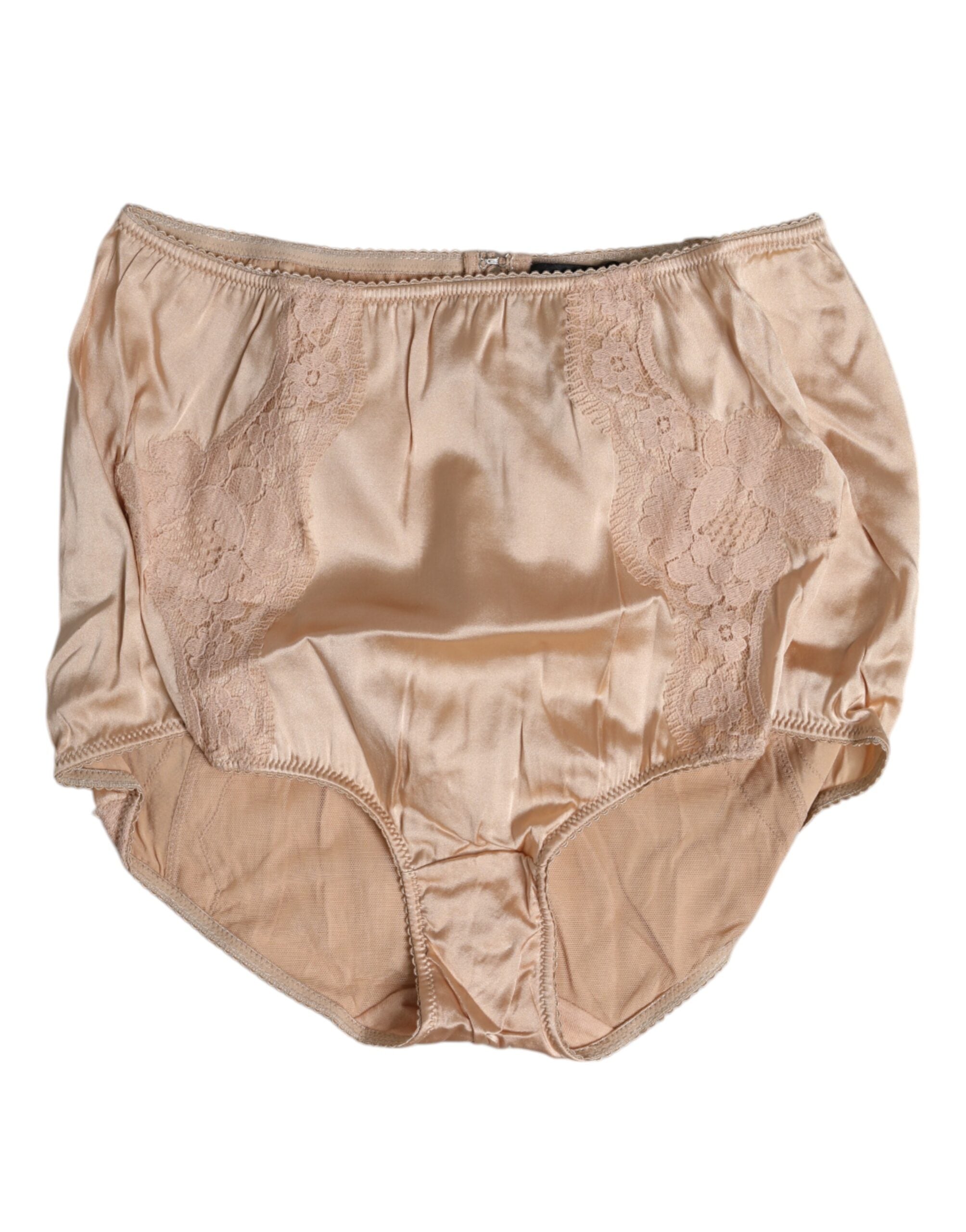 Beige Silk Lace High Waist Bikini Panty Underwear - ventzia