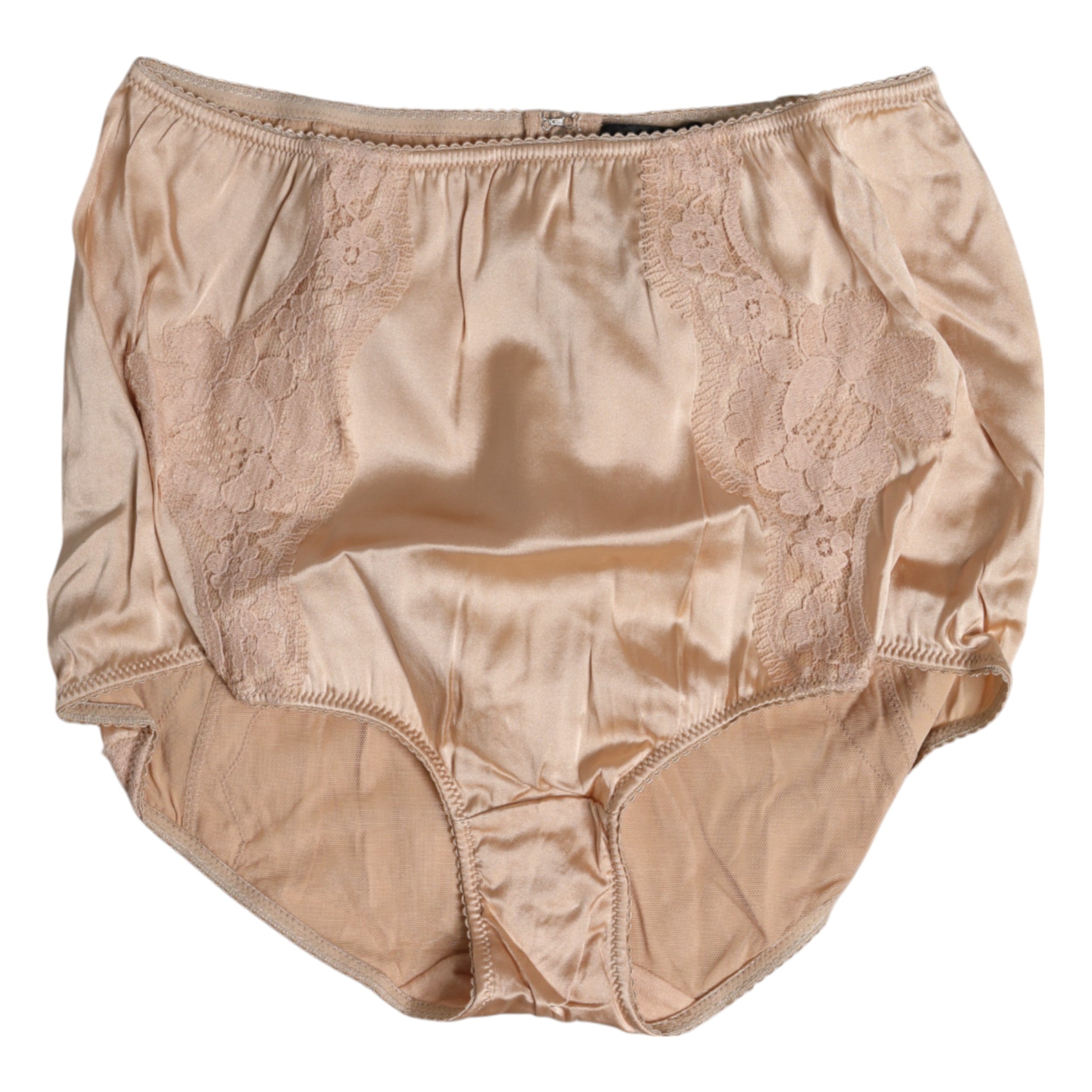 Beige Silk Lace High Waist Bikini Panty Underwear - ventzia